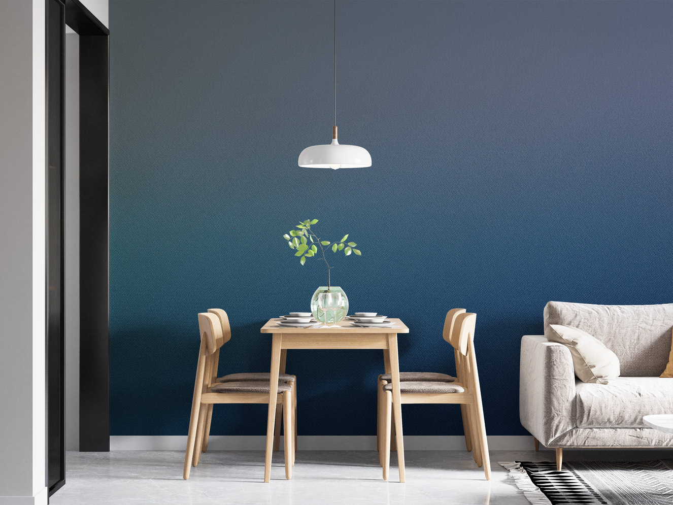 Contemporary ombre textured blue mural