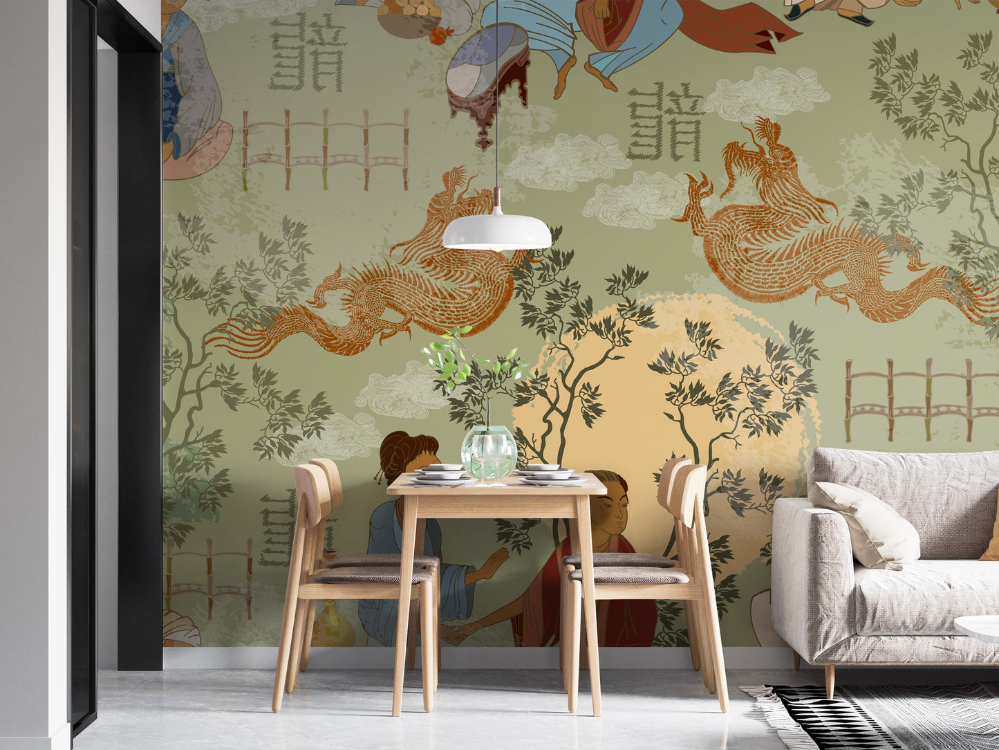 Cultural tea ceremony inspired wallpaper
