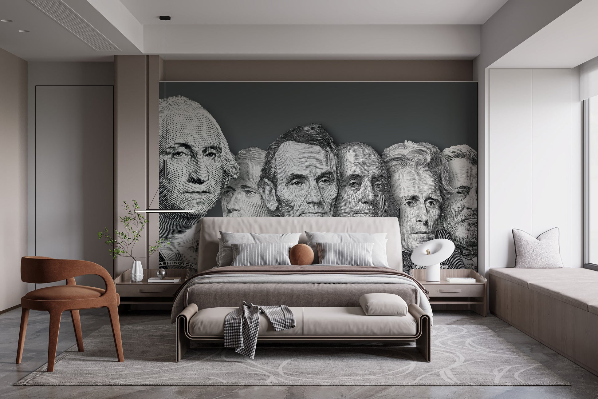 US Presidential Portraits Currency Wall Mural - Giffywalls