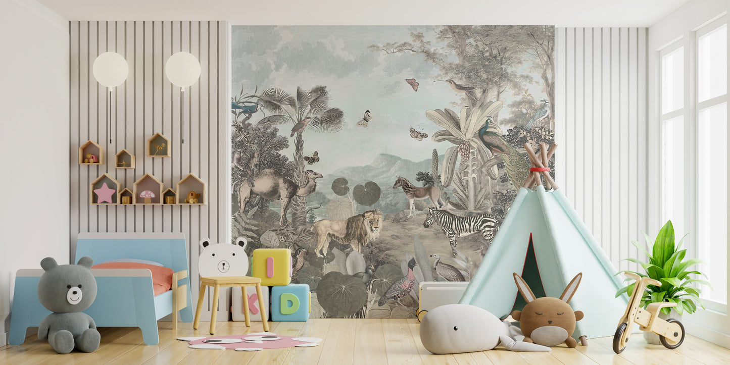 African animals forest wall mural art
