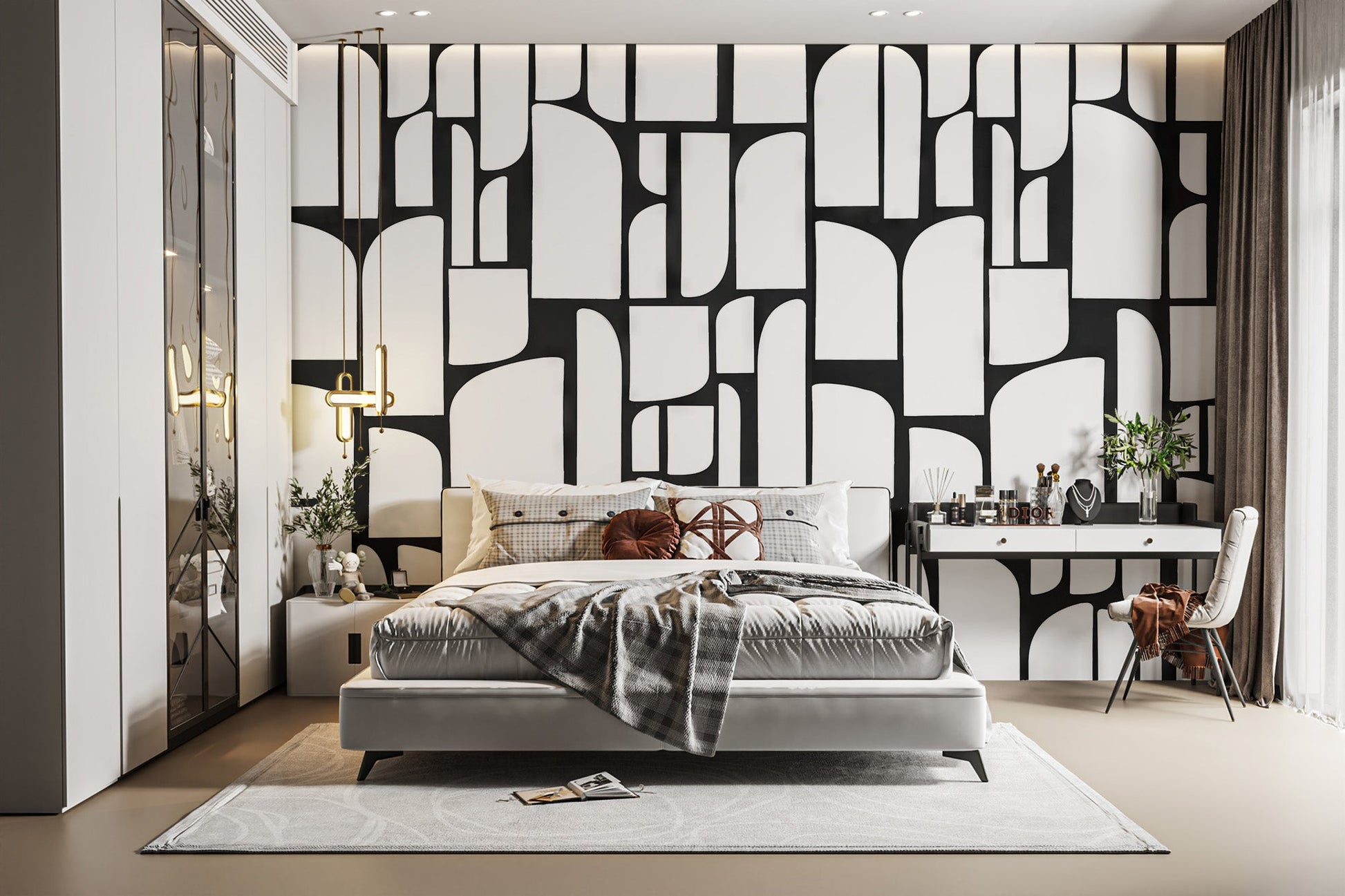 Monochrome Mosaic Tiles Mural - Giffywalls