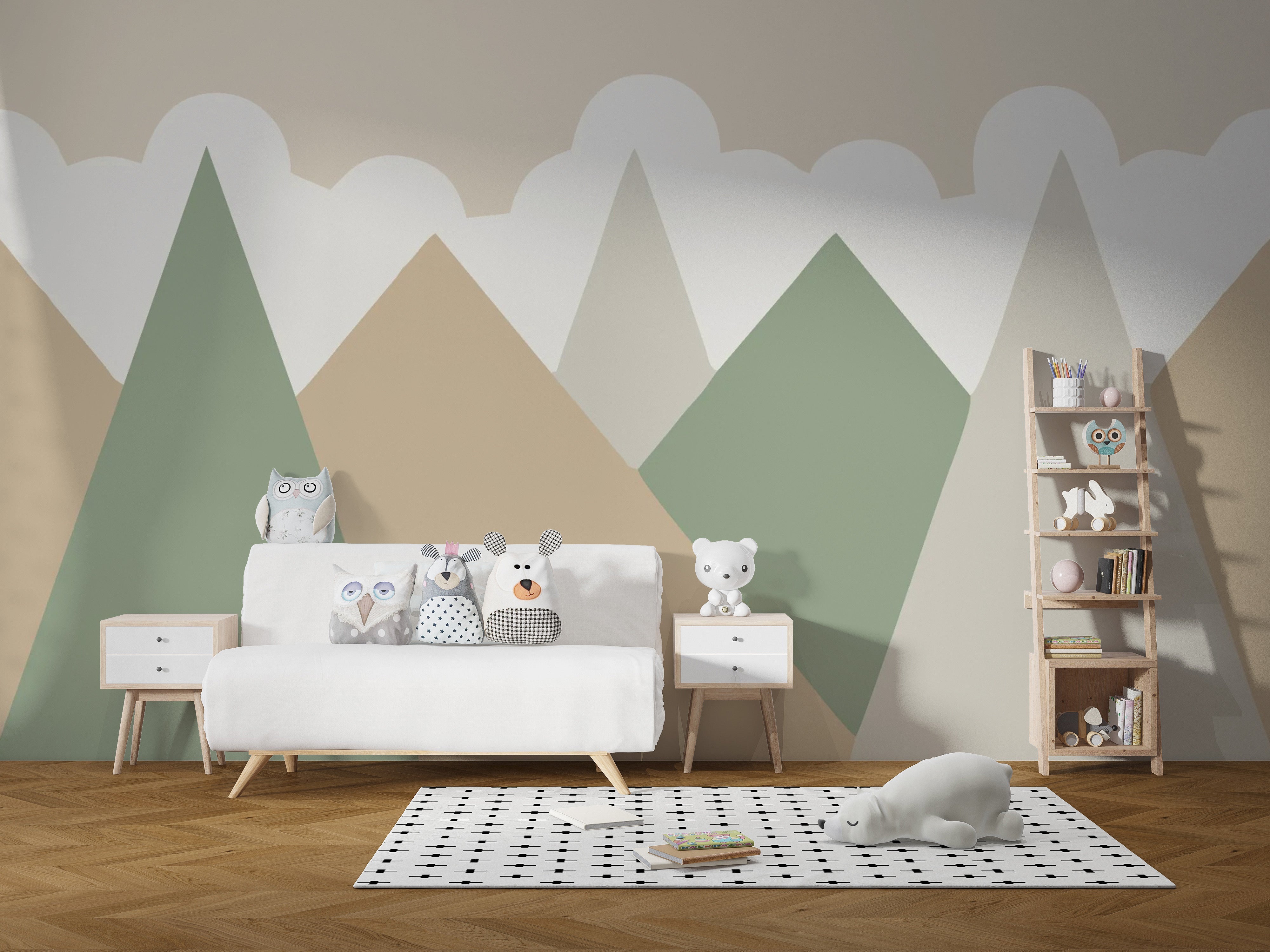 Earthy tone mountain peel-and-stick mural
