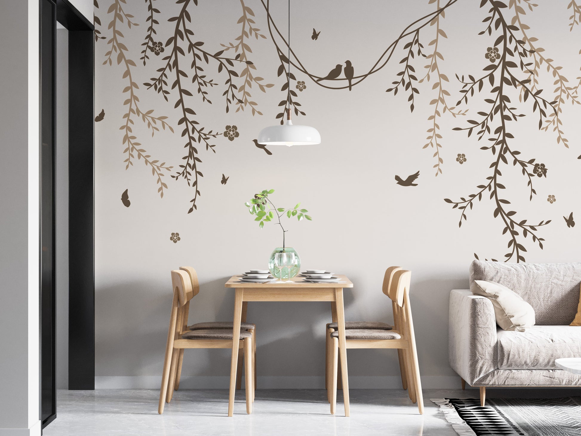 Lyrical Leaves Mural Wallpaper nature design