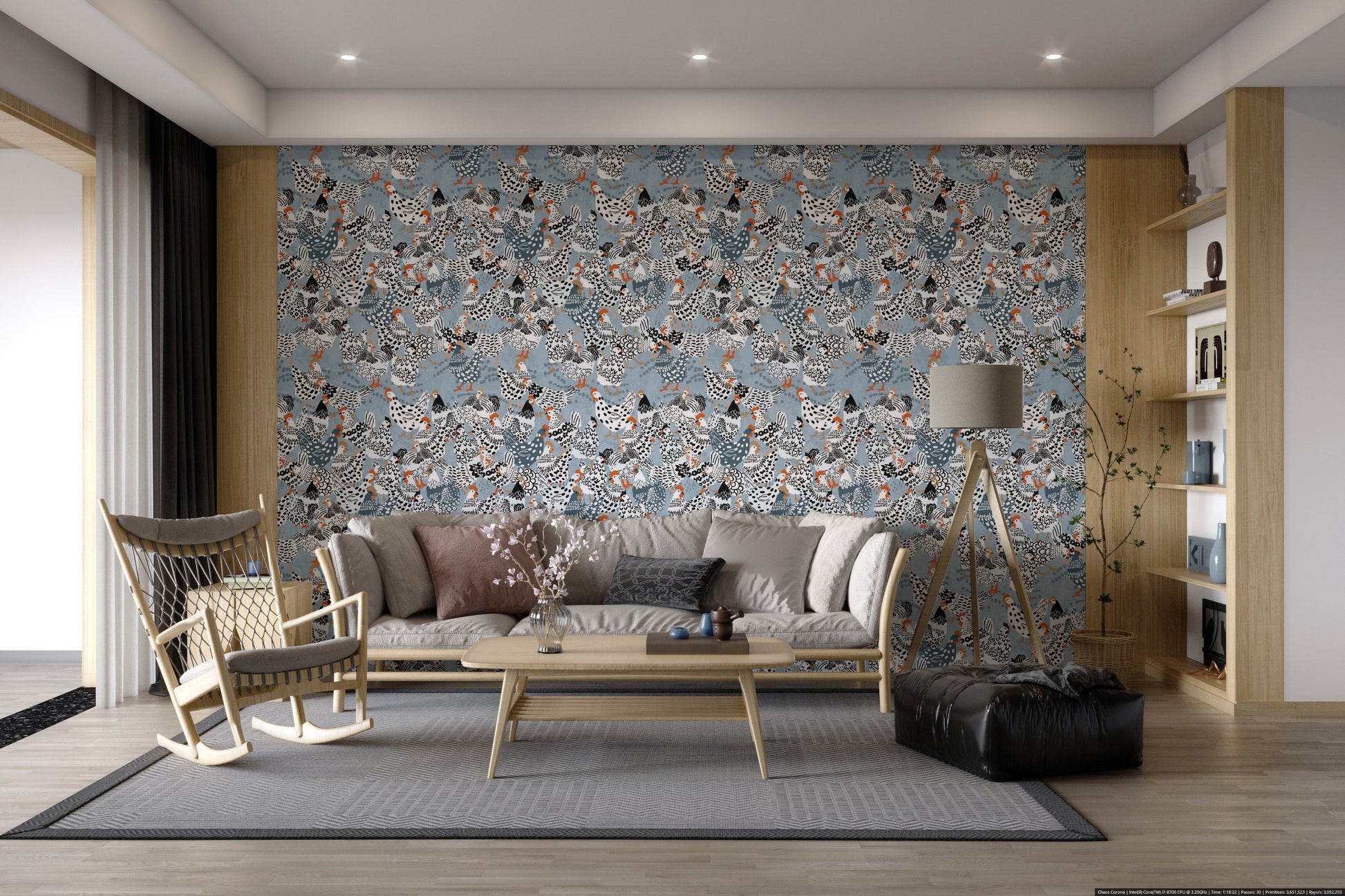 Farm-inspired cluck wallpaper with elegance