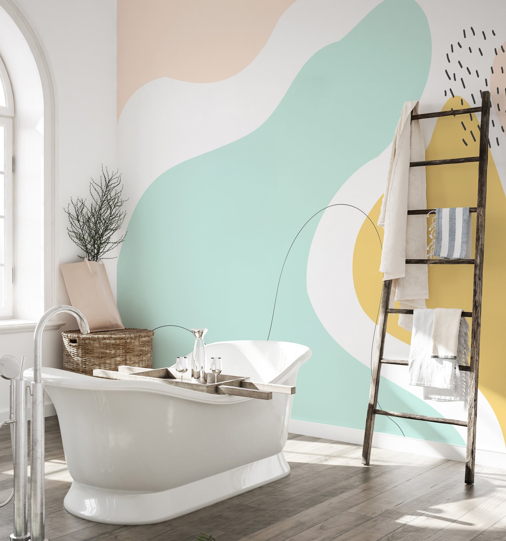 Beautiful Pastel Color Shapes Wallpaper Mural - Giffywalls