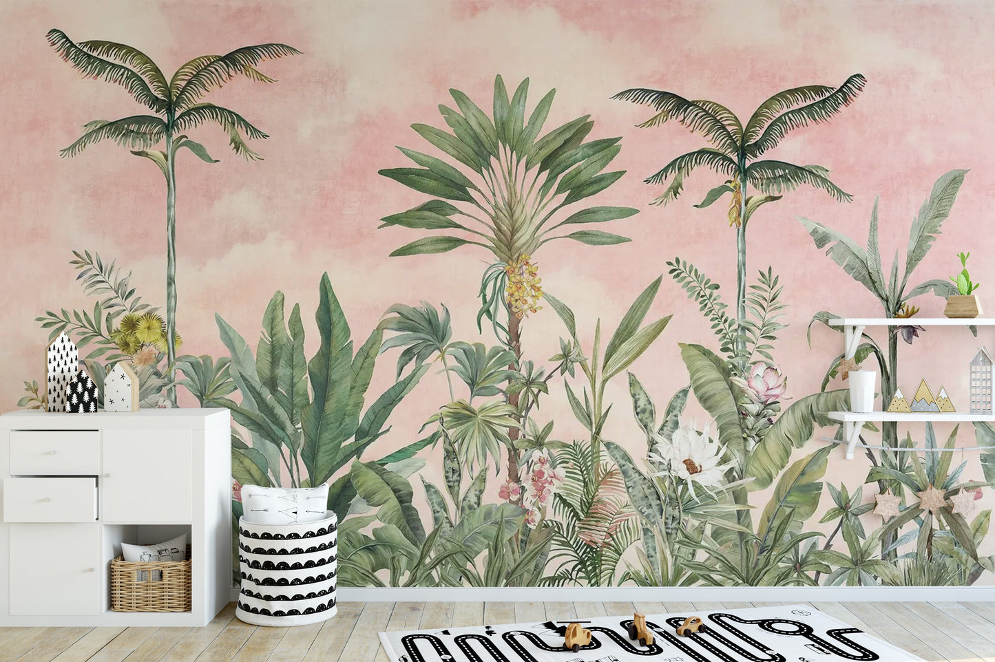 Watercolor Chinoiserie with pink tones
