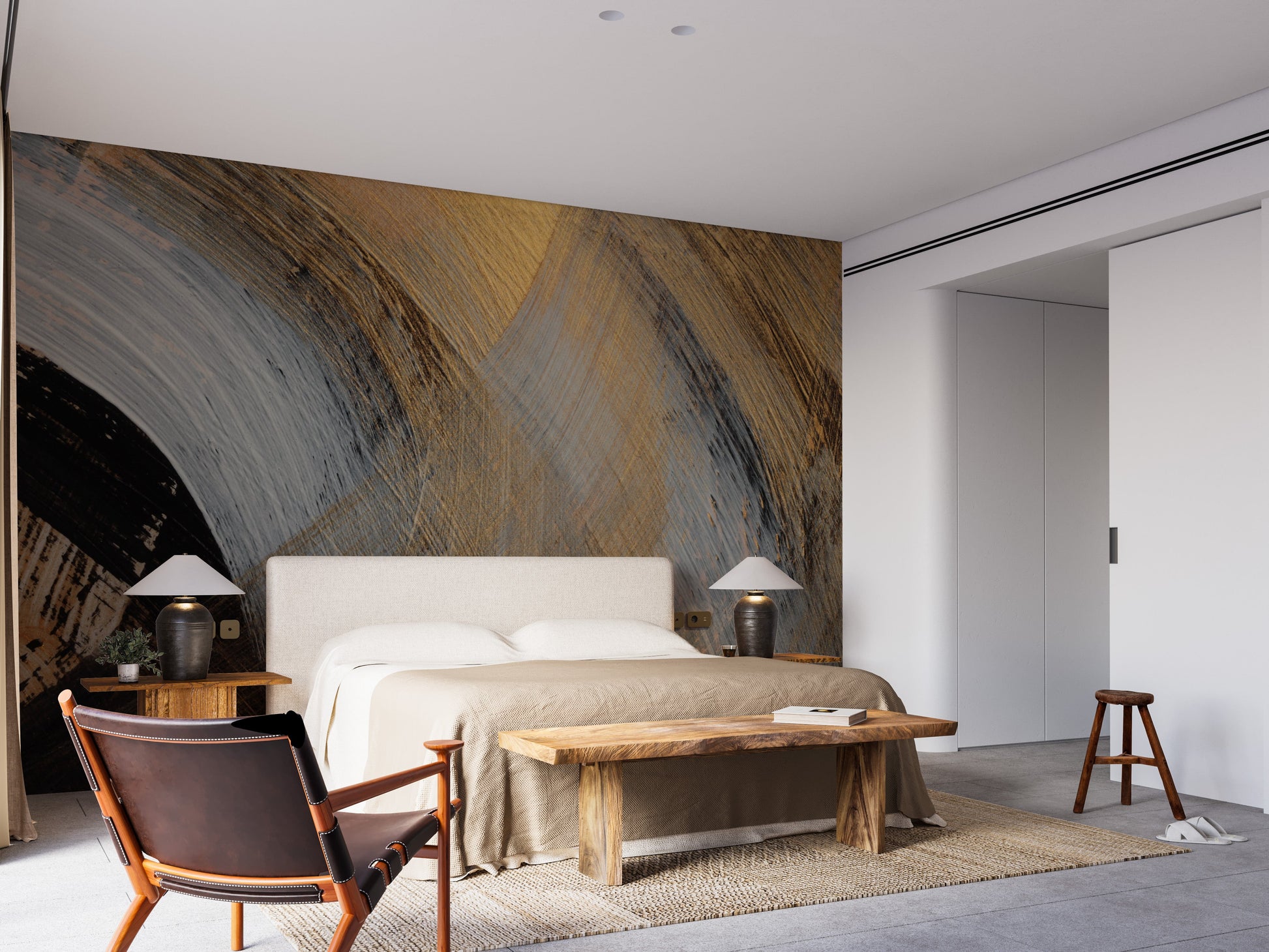 Golden Abstract Wallpaper Mural - Giffywalls