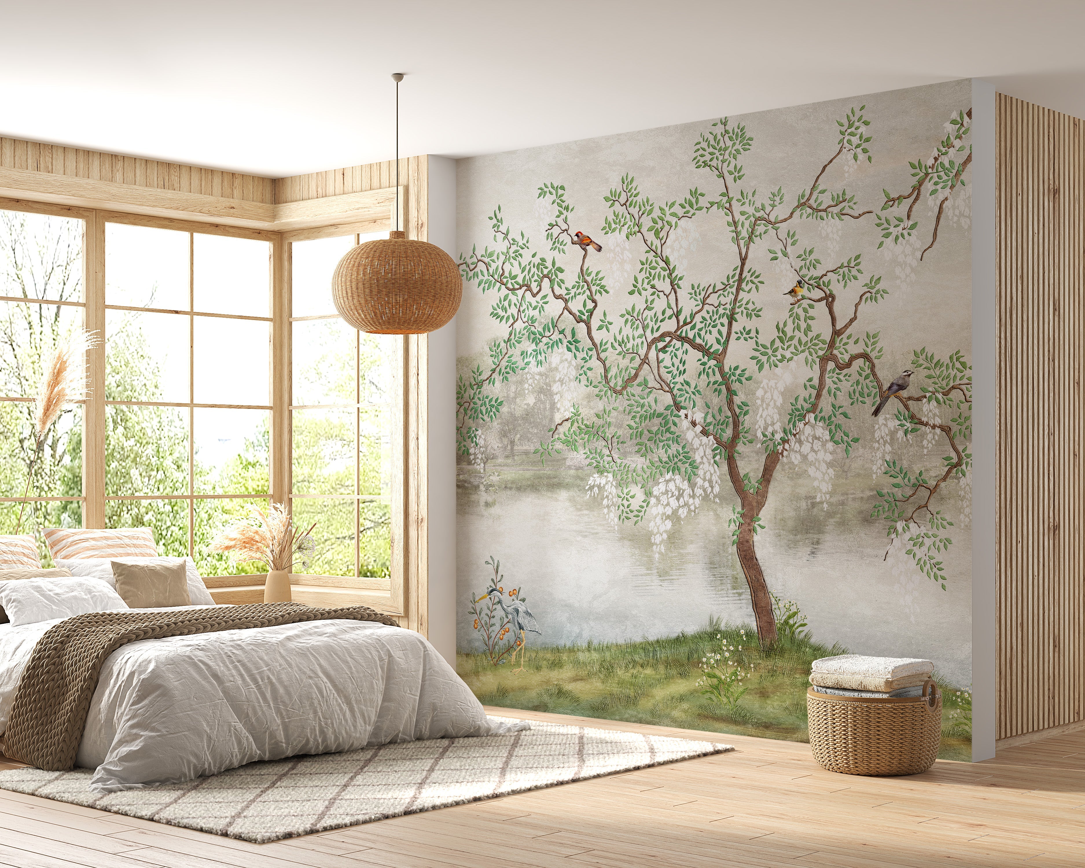 Tree & birds in the Japanese Garden Wallpaper - Giffywalls