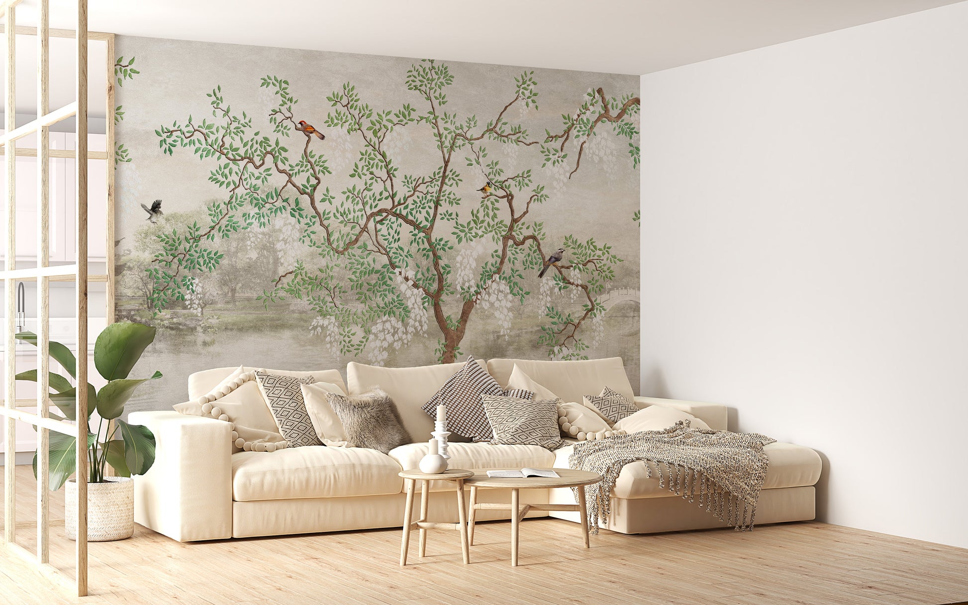 Tree & birds in the Japanese Garden Wallpaper - Giffywalls