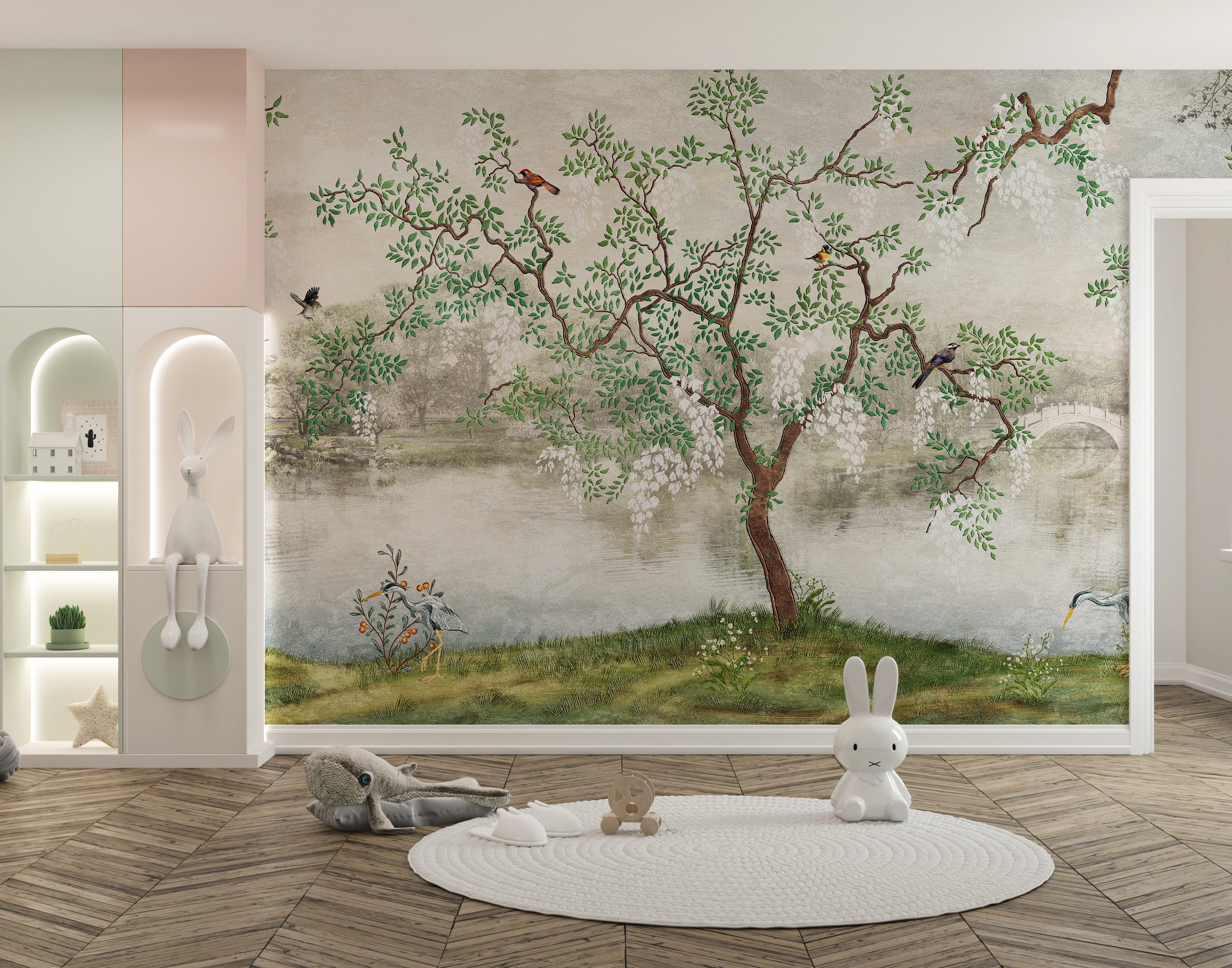 Tree & birds in the Japanese Garden Wallpaper - Giffywalls