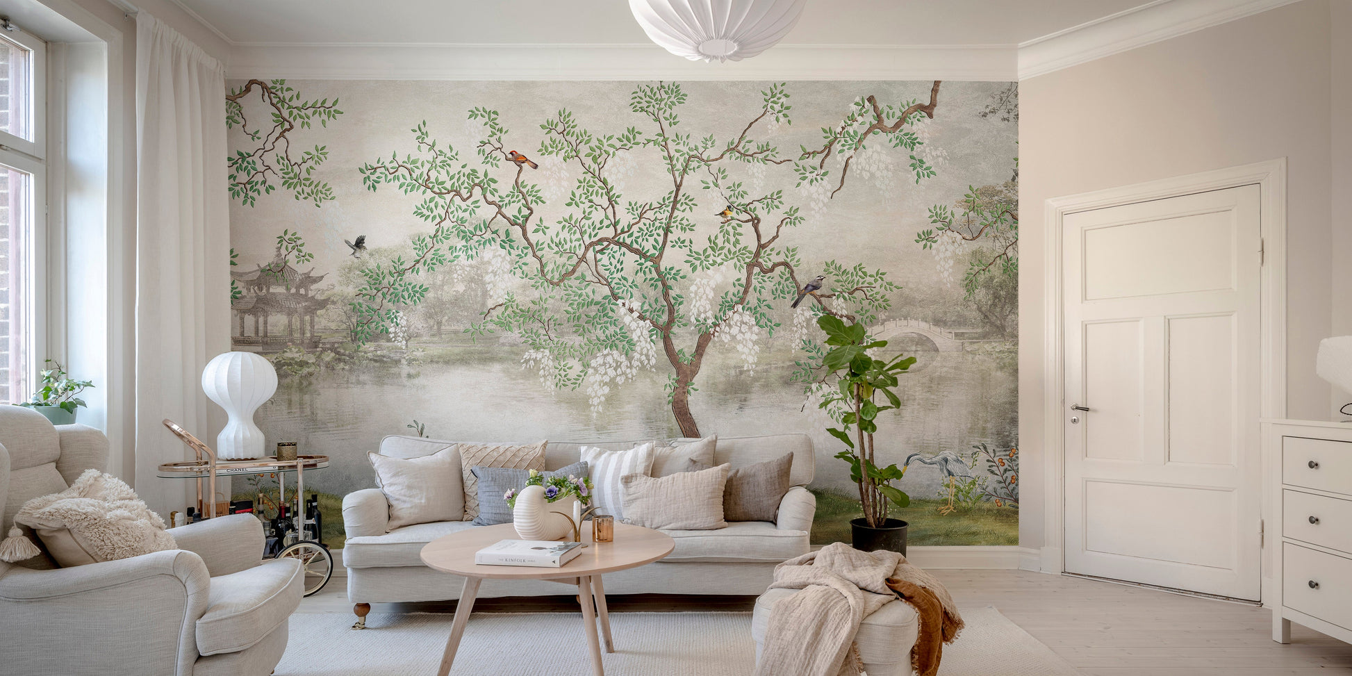 Japanese garden wallpaper with trees
