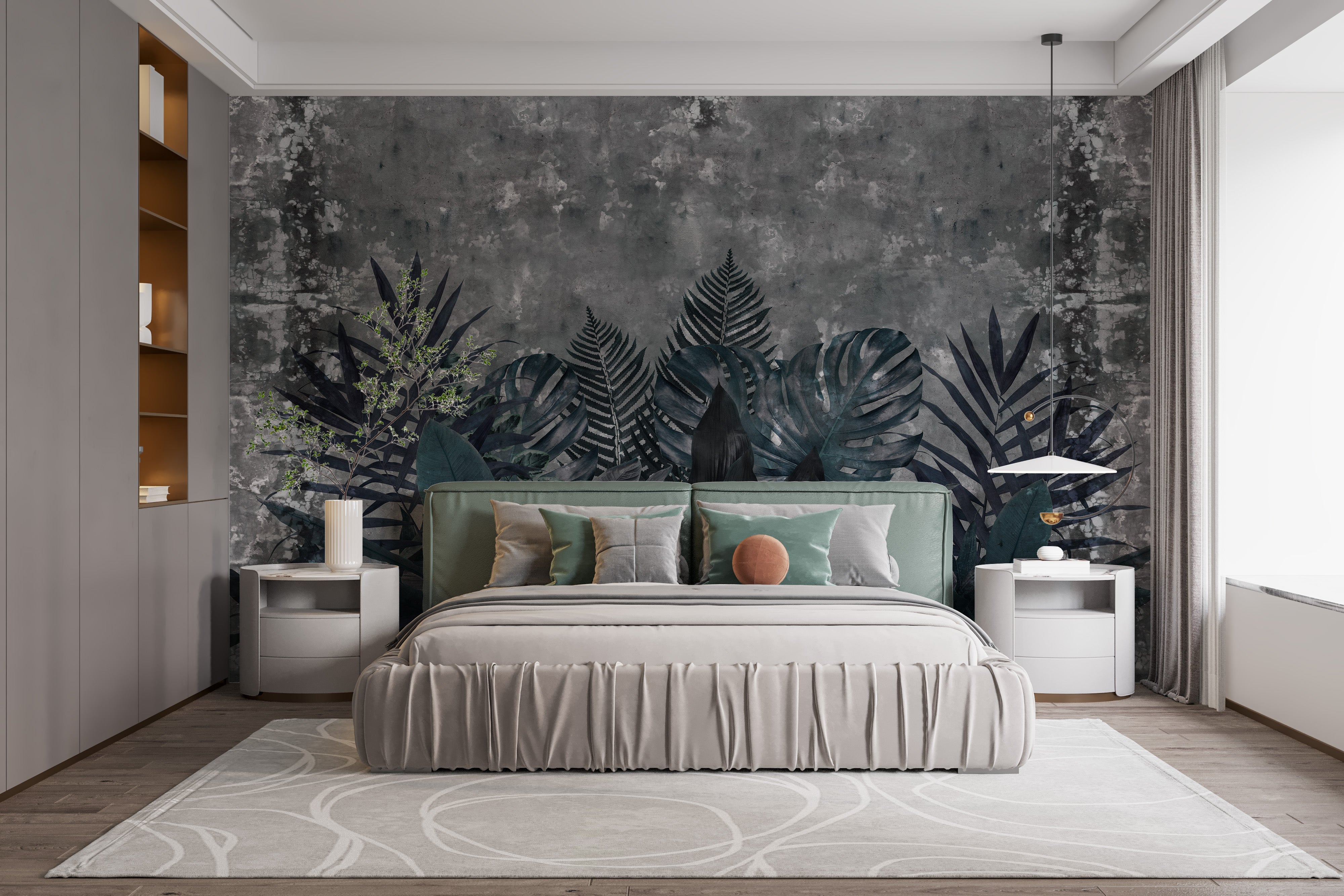 Bold dark rustic tropical wall decor style
