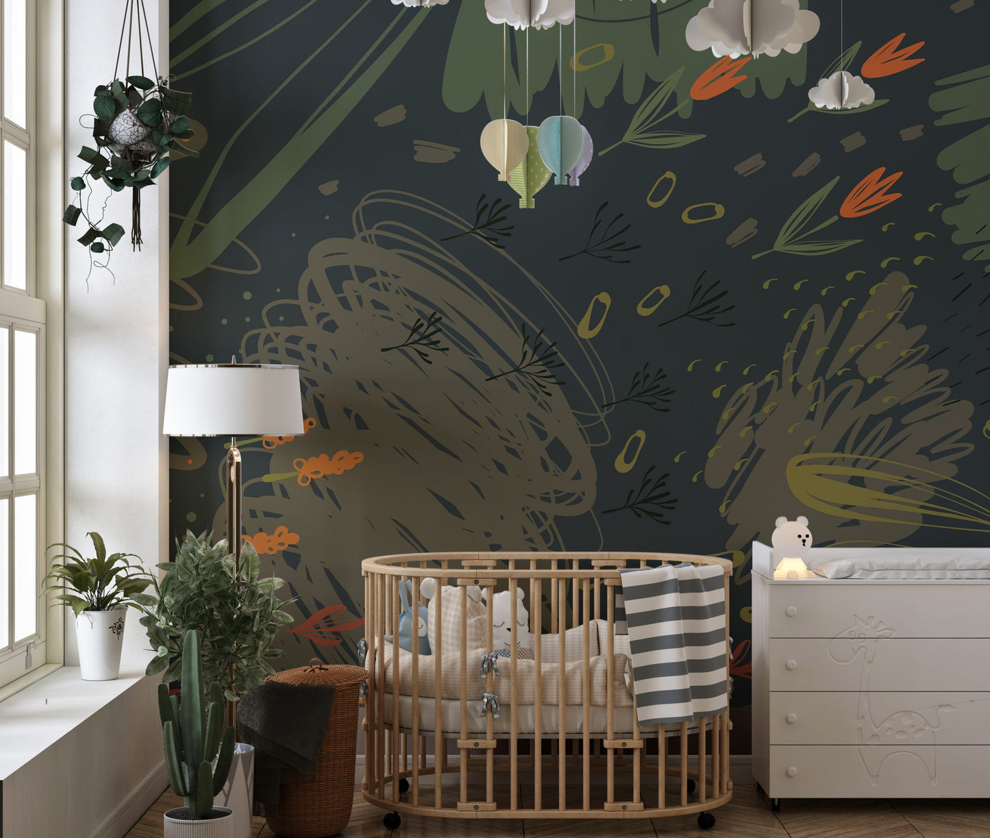 Green Abstract Creative Shapes Wallpaper Mural - Giffywalls