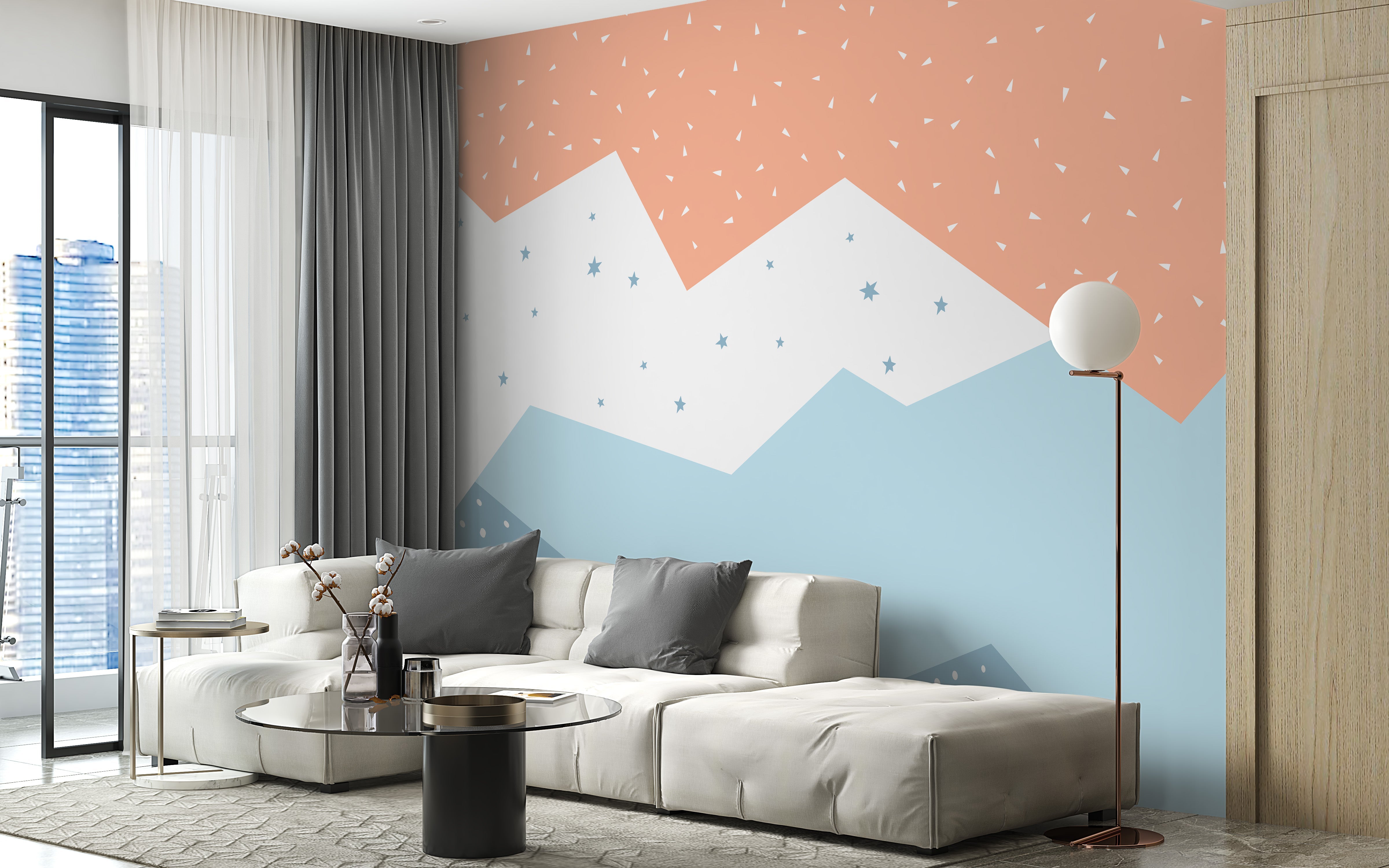 Colorful Geometric Mountain Wallpaper Murals - Giffywalls