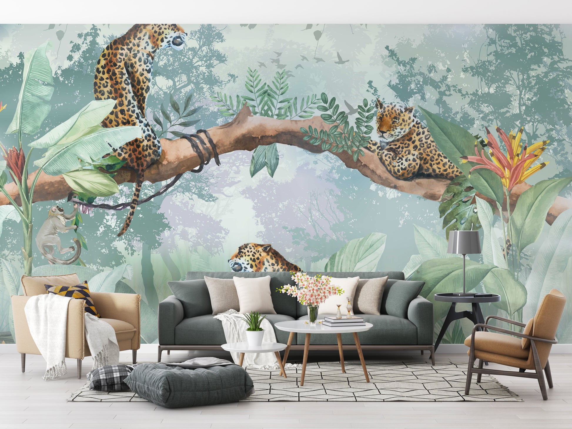 Leopard on the Trees Wallpaper Mural - Giffywalls