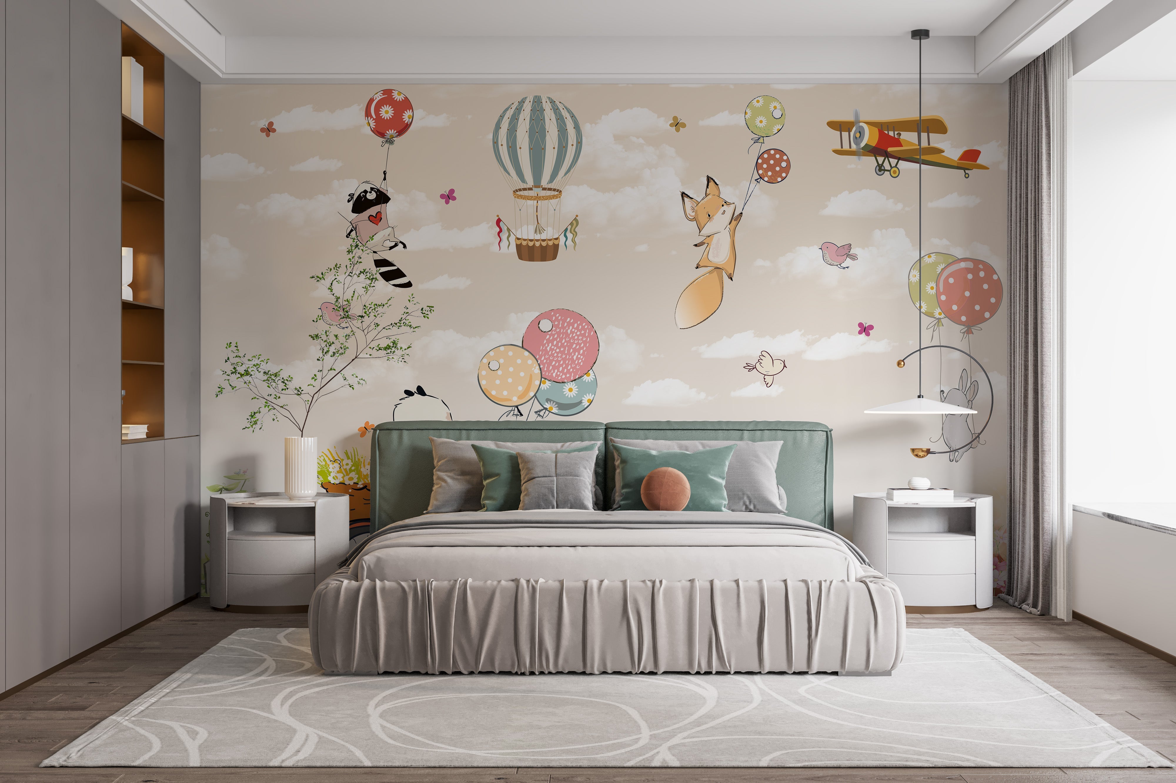 Happy Kids in Garden Wallpaper Mural - Giffywalls