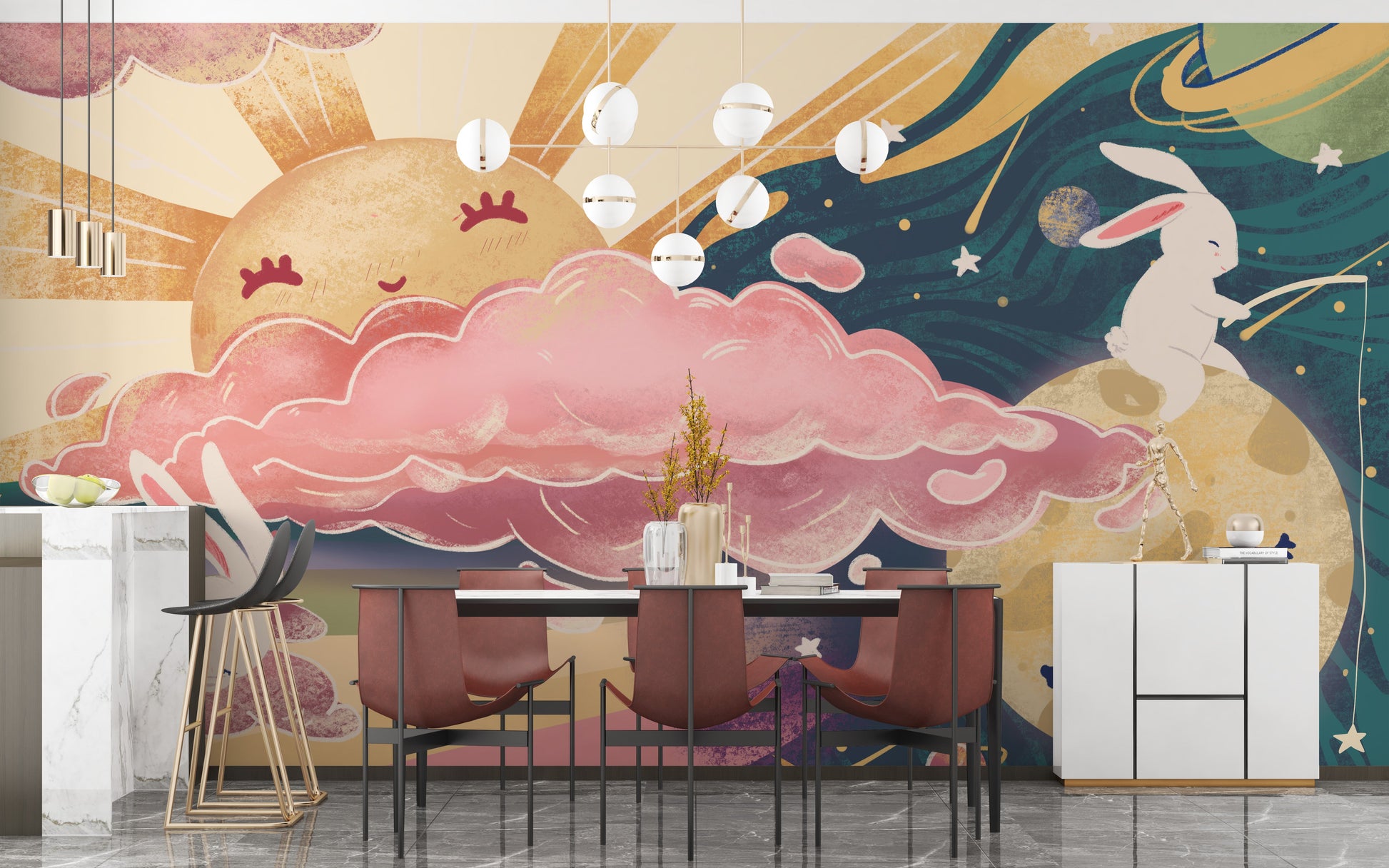 Pink Yellow Sun and Sky Wallpaper Murals - Giffywalls