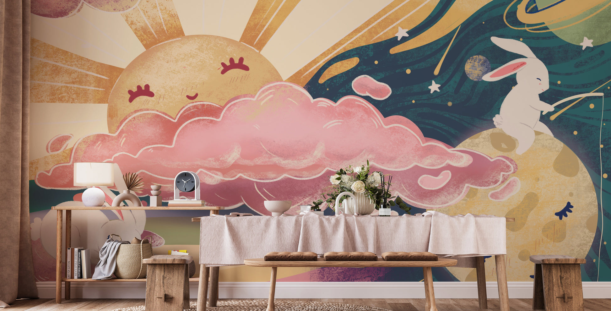 Pink Yellow Sun and Sky Wallpaper Murals - Giffywalls