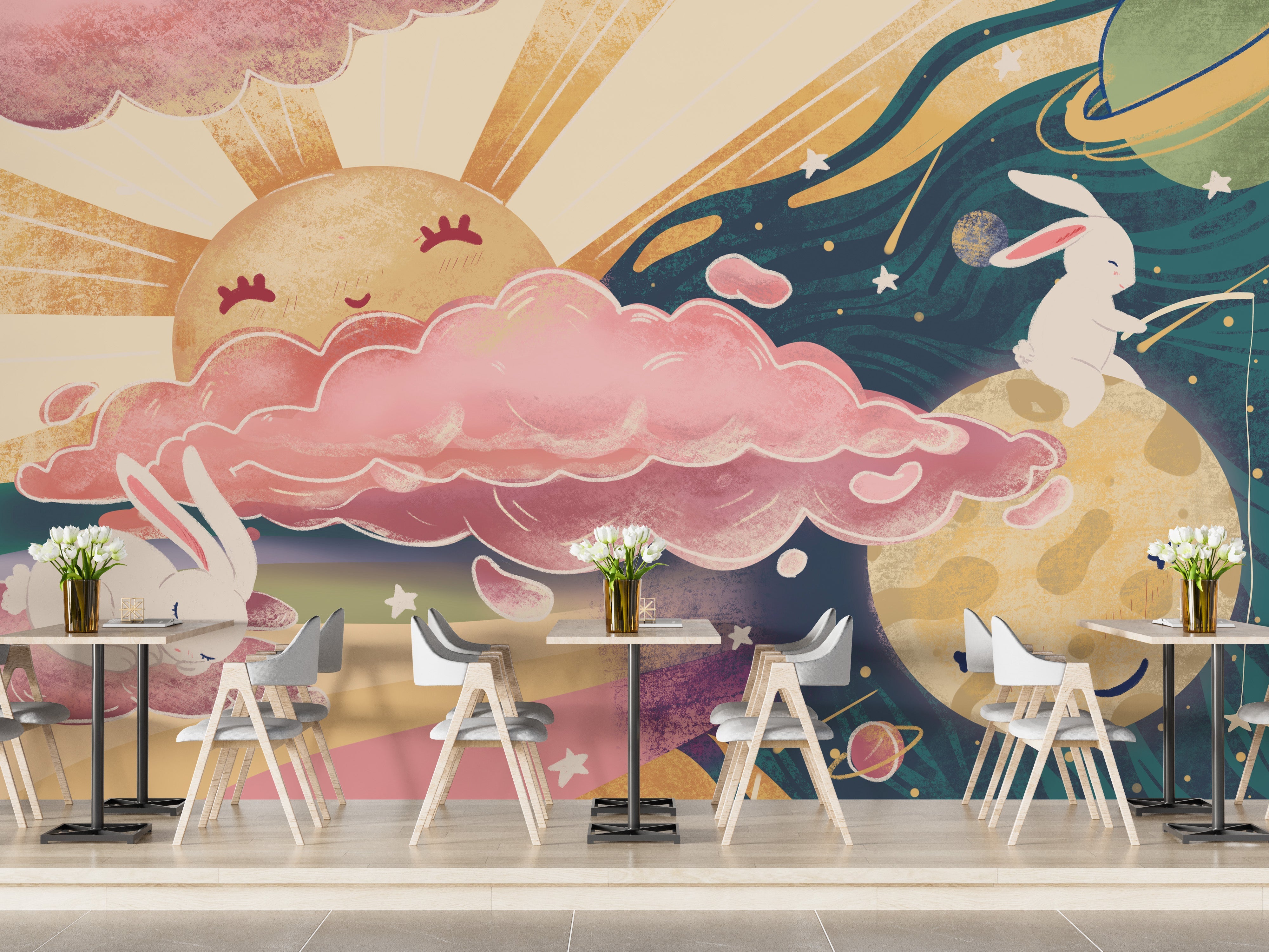 Pink Yellow Sun and Sky Wallpaper Murals - Giffywalls