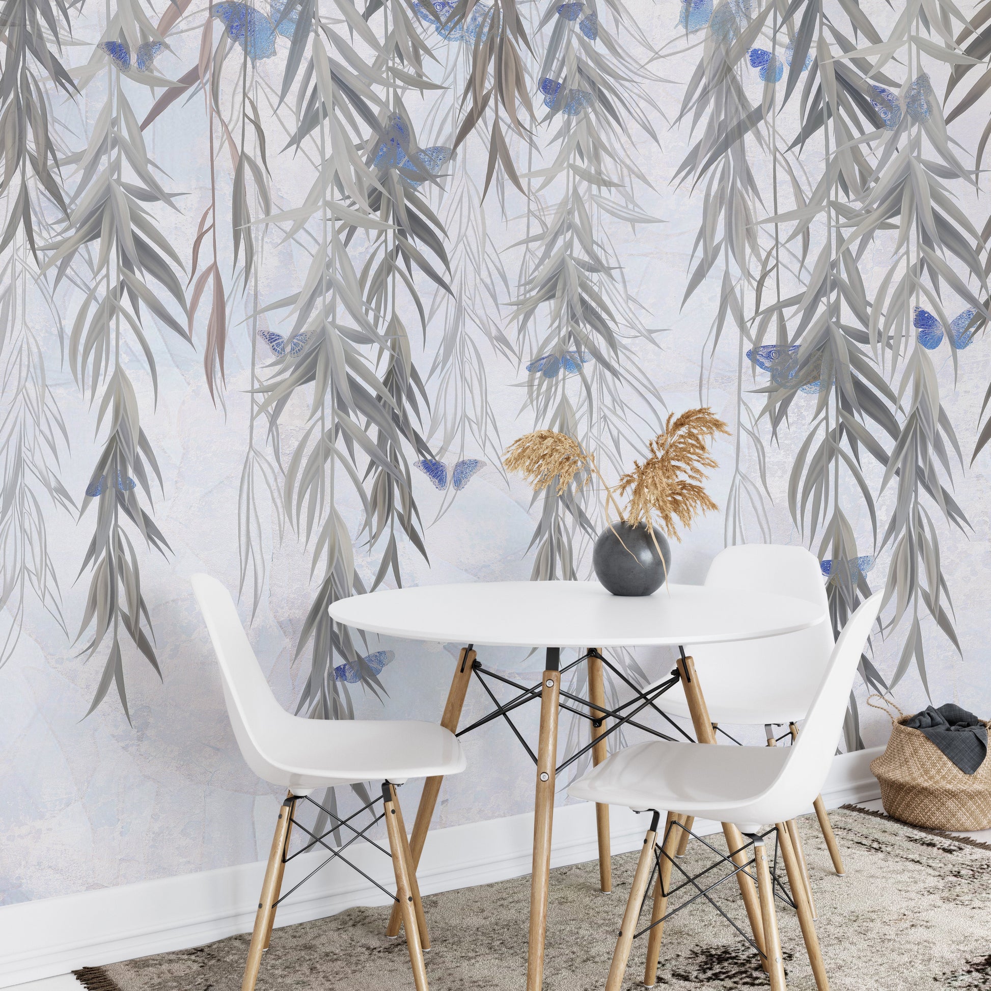 Hanging Willows on Grey Wallpaper Mural - Giffywalls