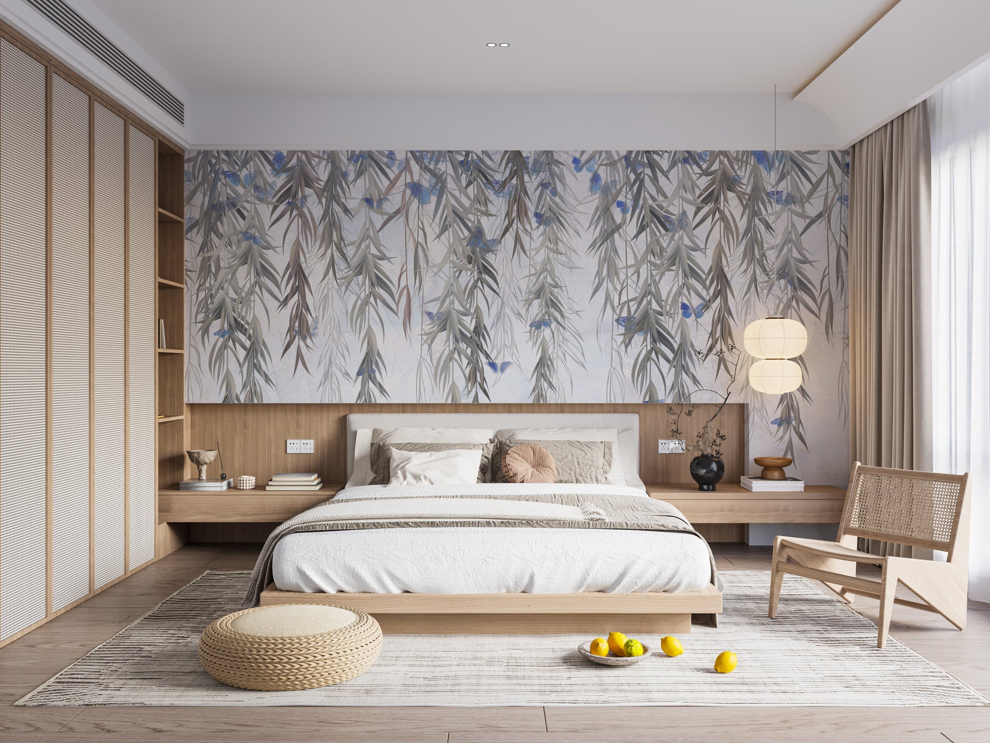 Hanging Willows on Grey Wallpaper Mural - Giffywalls