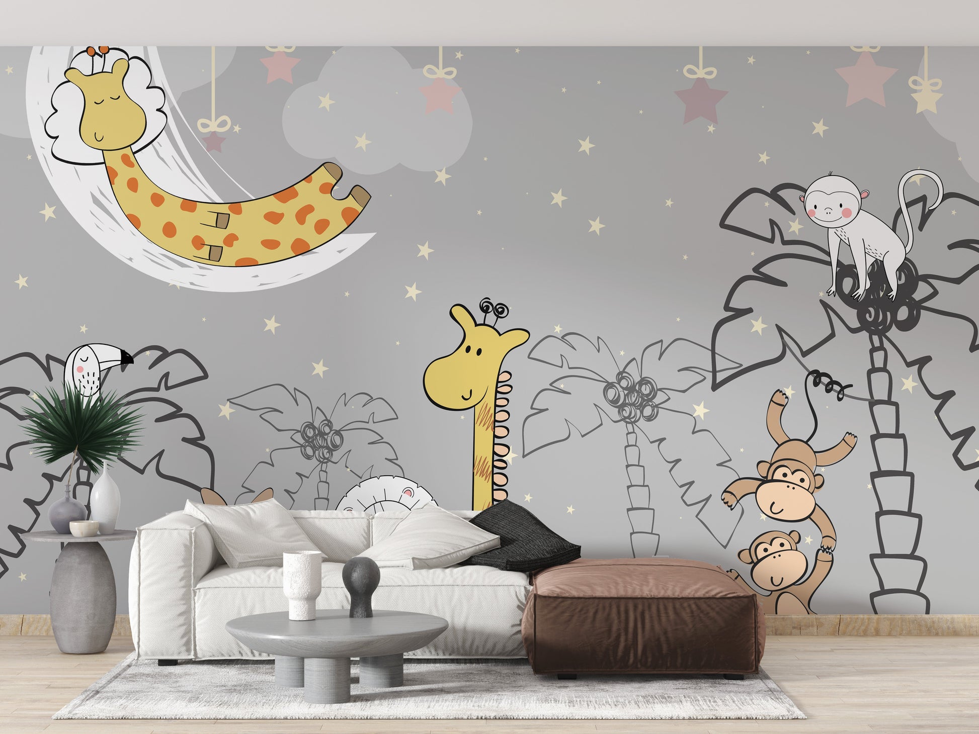 Kids Jungle Animal Friends Wall Mural - Giffywalls