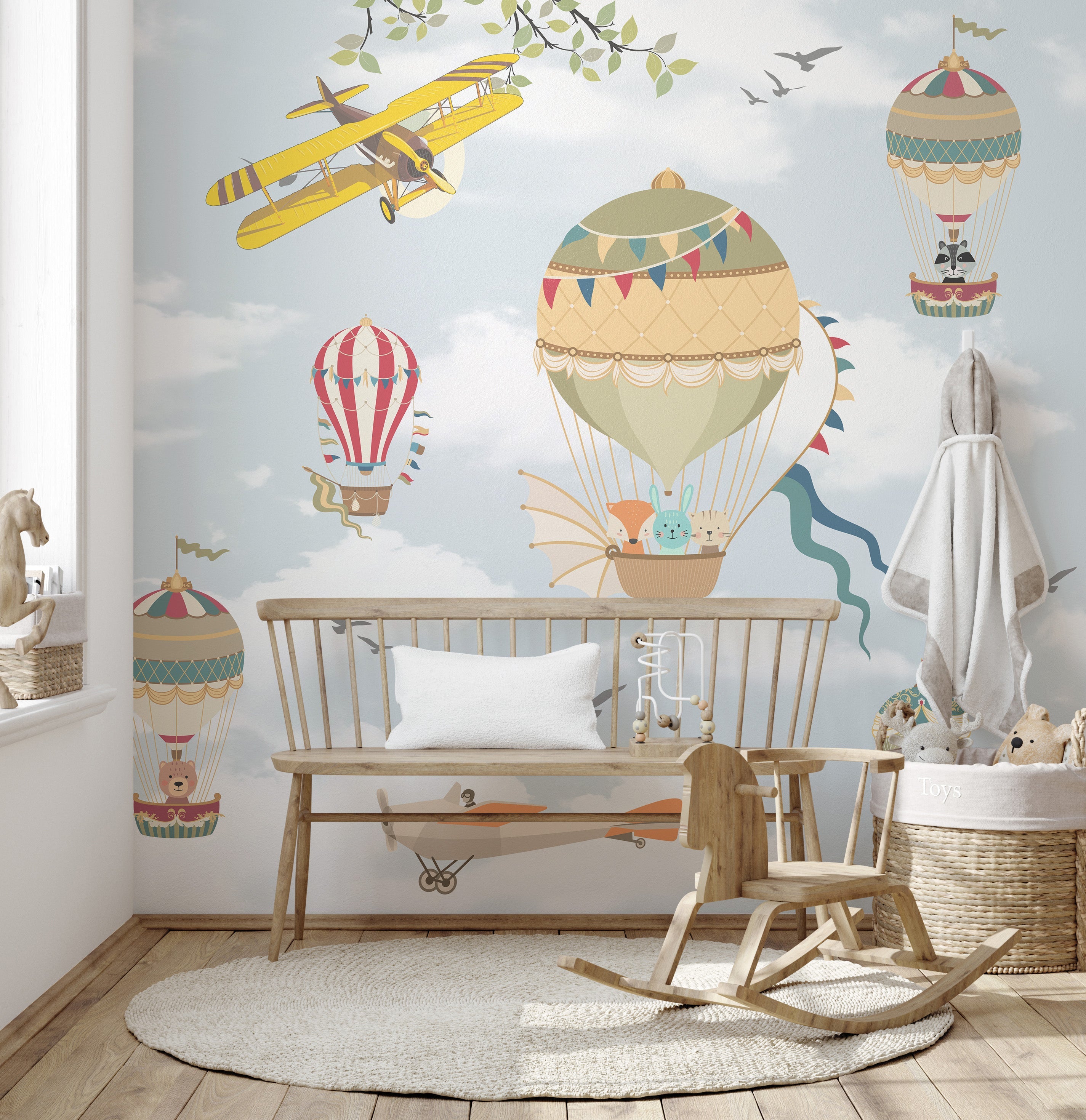 Floating Balloons Kids Wallpaper Mural - Giffywalls