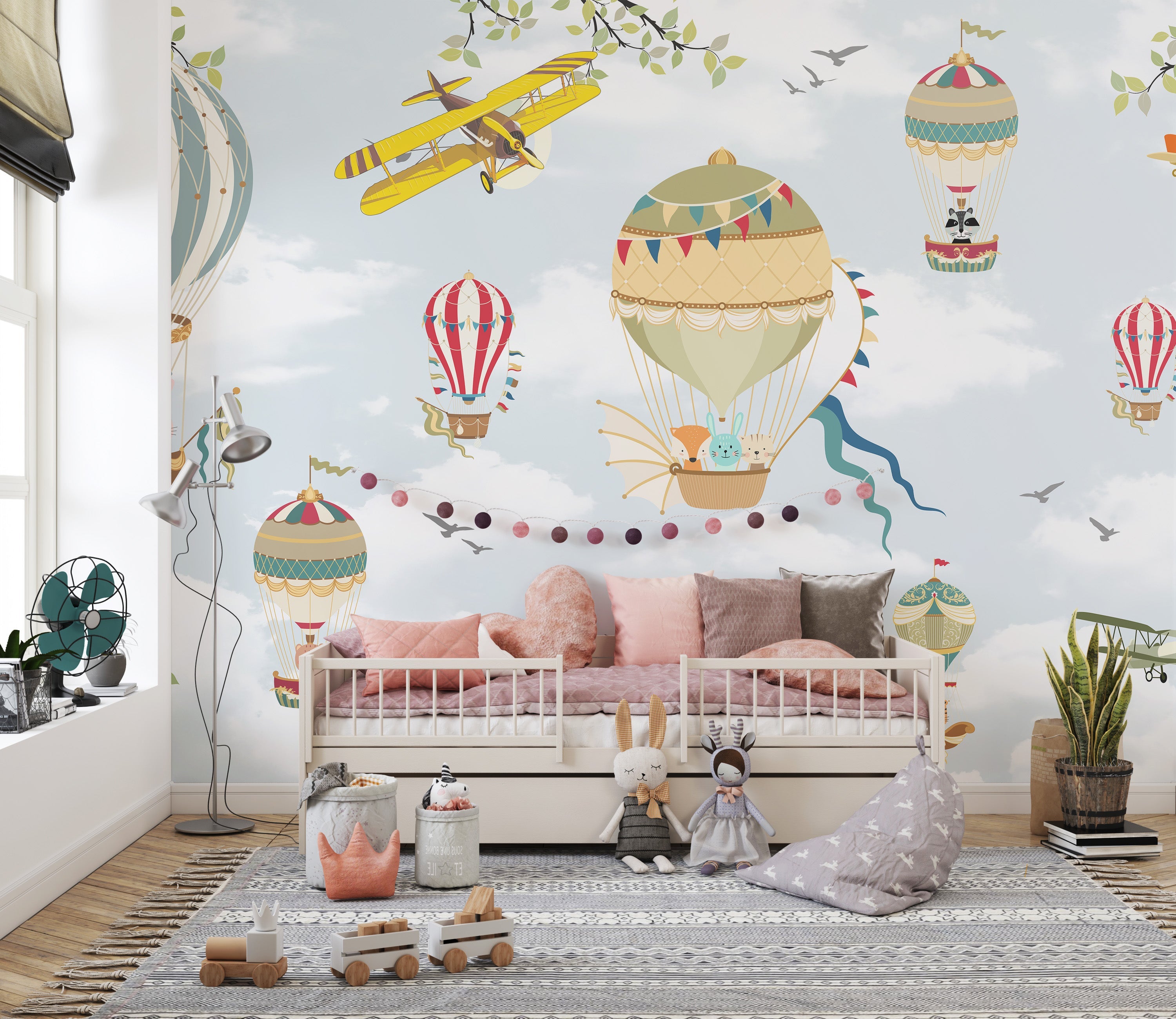 Floating Balloons Kids Wallpaper Mural - Giffywalls