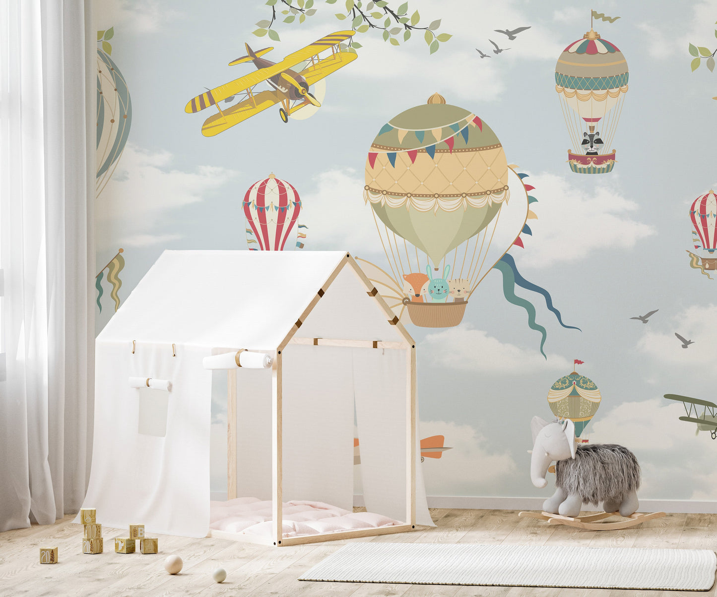 Floating Balloons Kids Wallpaper Mural - Giffywalls