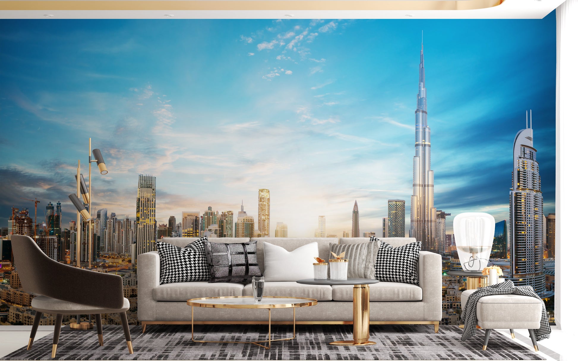 Dubai Skyline Panoramic Wallpaper Mural - Giffywalls