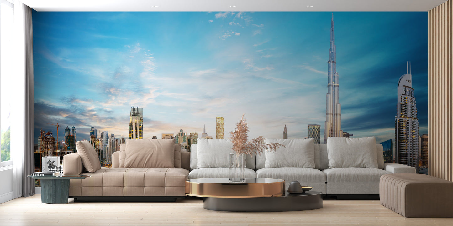 Dubai Skyline Panoramic Wallpaper Mural - Giffywalls