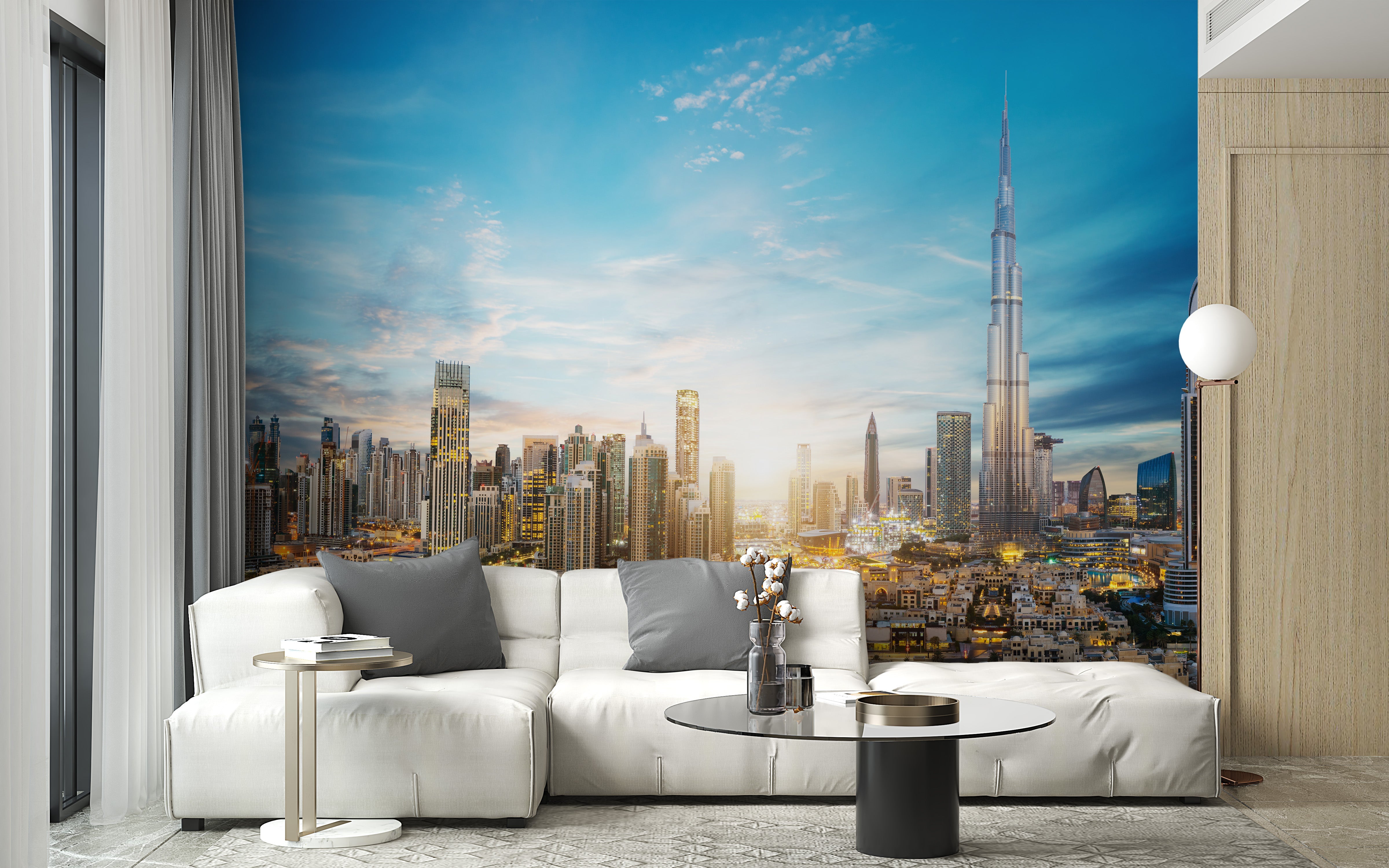 Dubai Skyline Panoramic Wallpaper Mural - Giffywalls