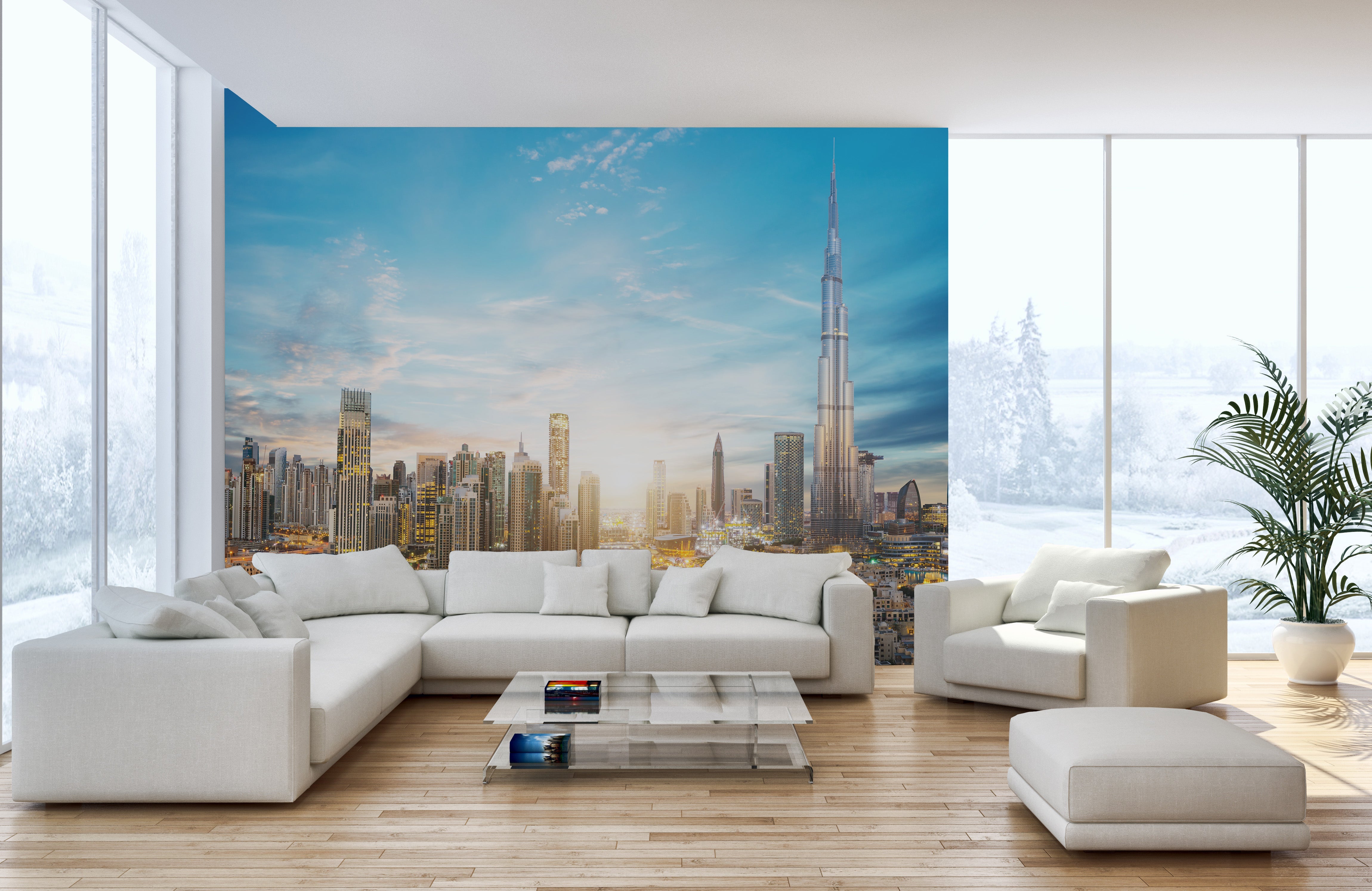 Stunning panoramic Dubai skyline wallpaper mural