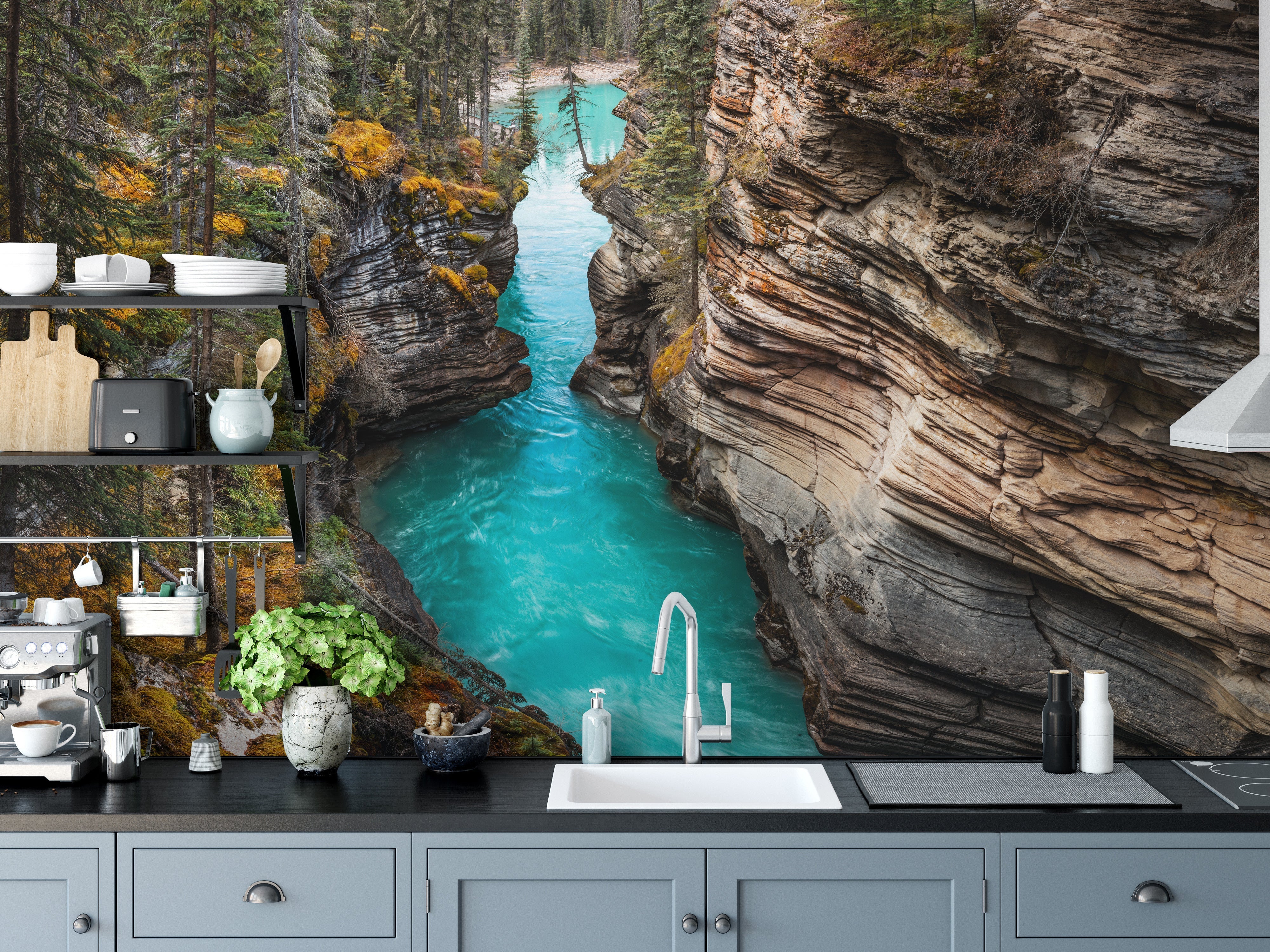 Autumn Athabasca Falls mural for living rooms