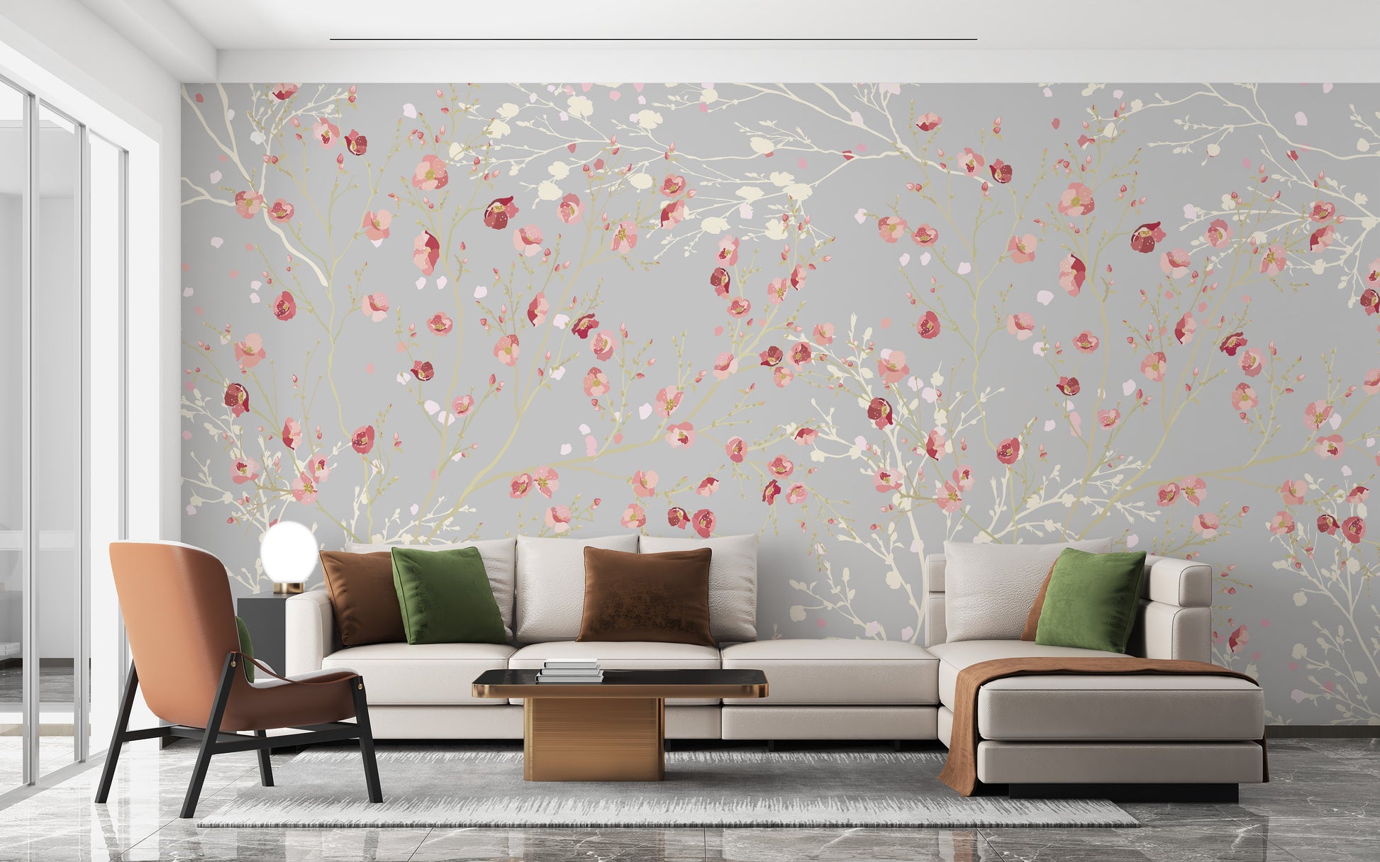 White and Red Flower wallpaper Mural - Giffywalls