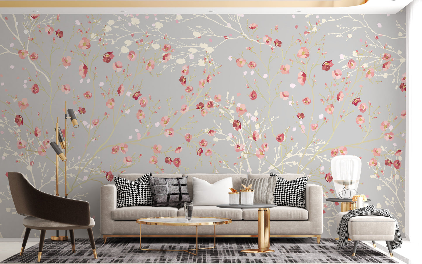 White and Red Flower wallpaper Mural - Giffywalls