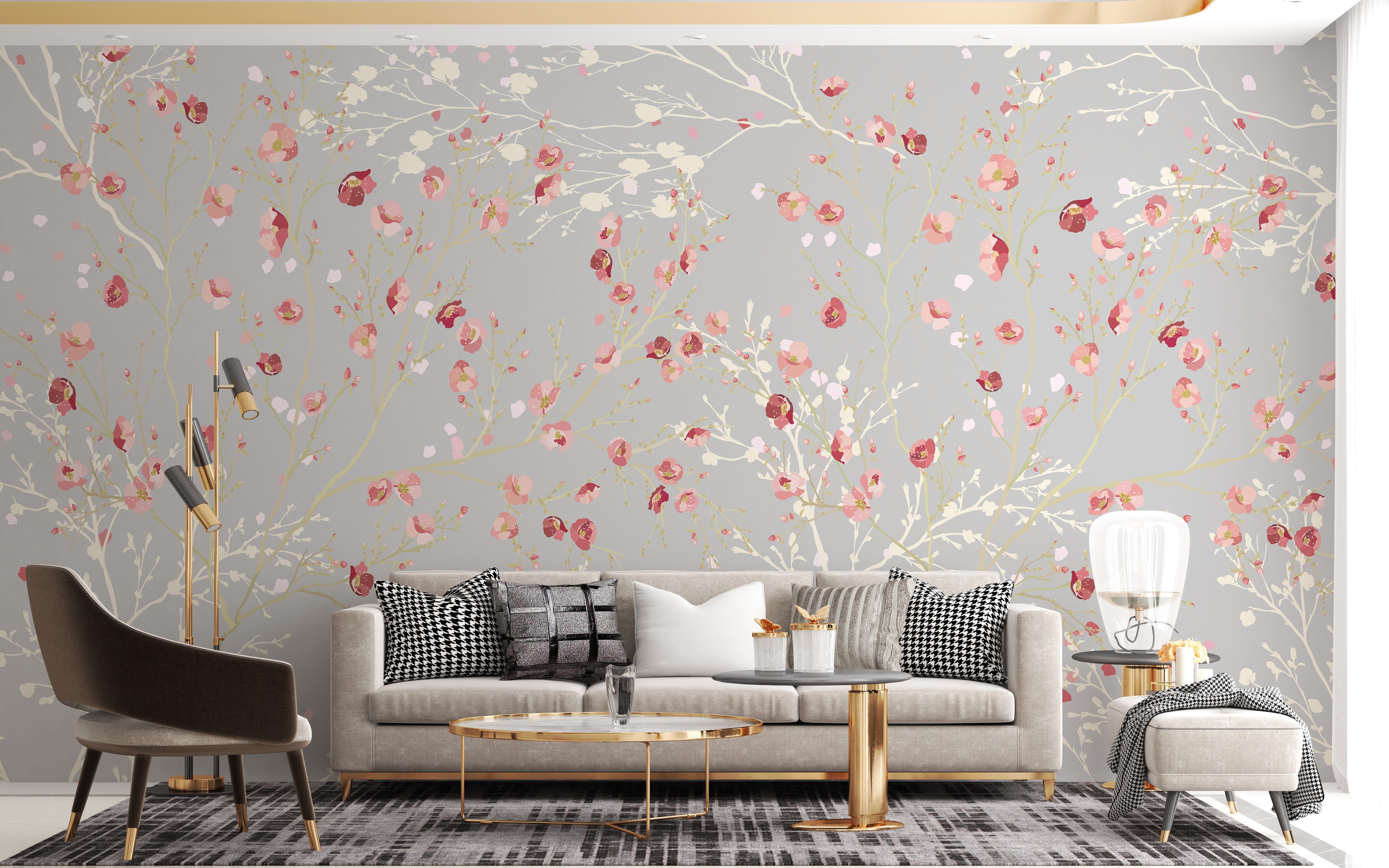 White and Red Flower wallpaper Mural - Giffywalls