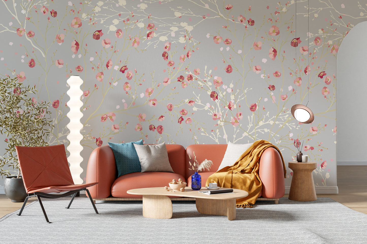 White and Red Flower wallpaper Mural - Giffywalls