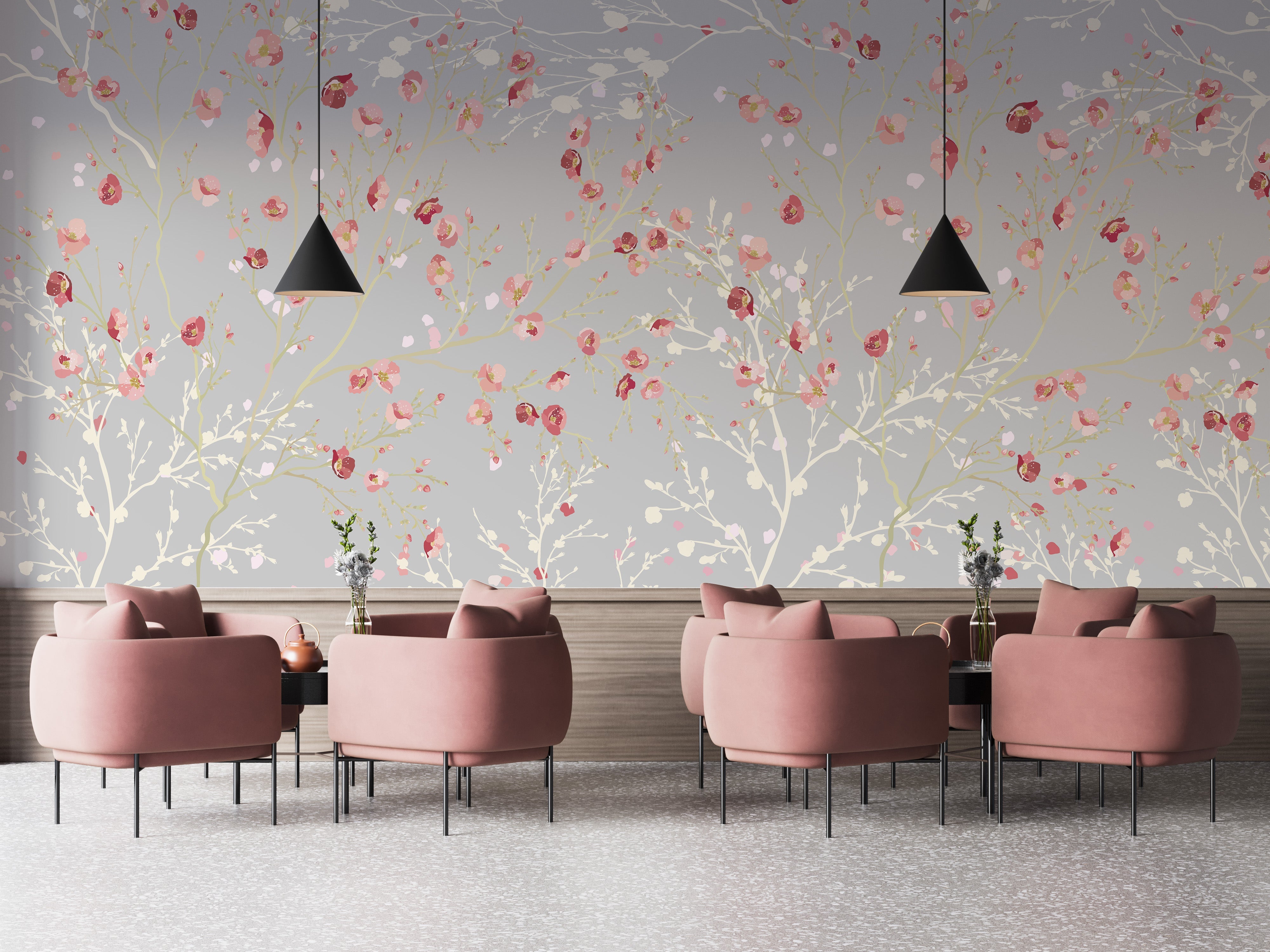 White and Red Flower wallpaper Mural - Giffywalls