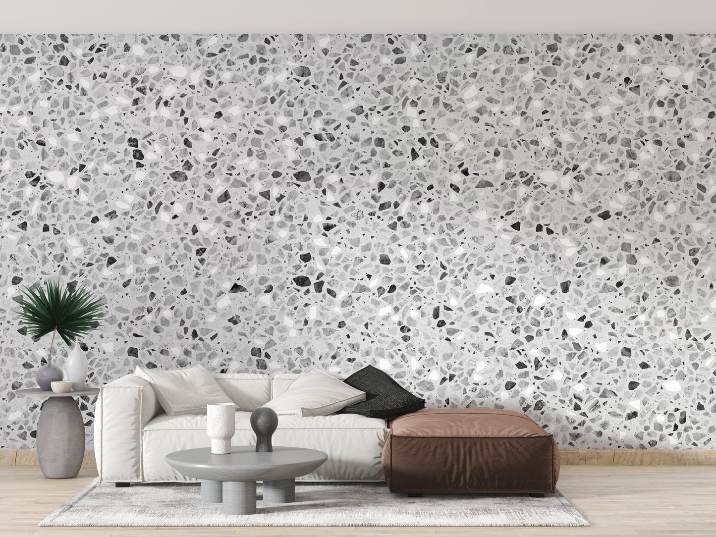 Minimalist gray terrazzo stone pattern wallpaper