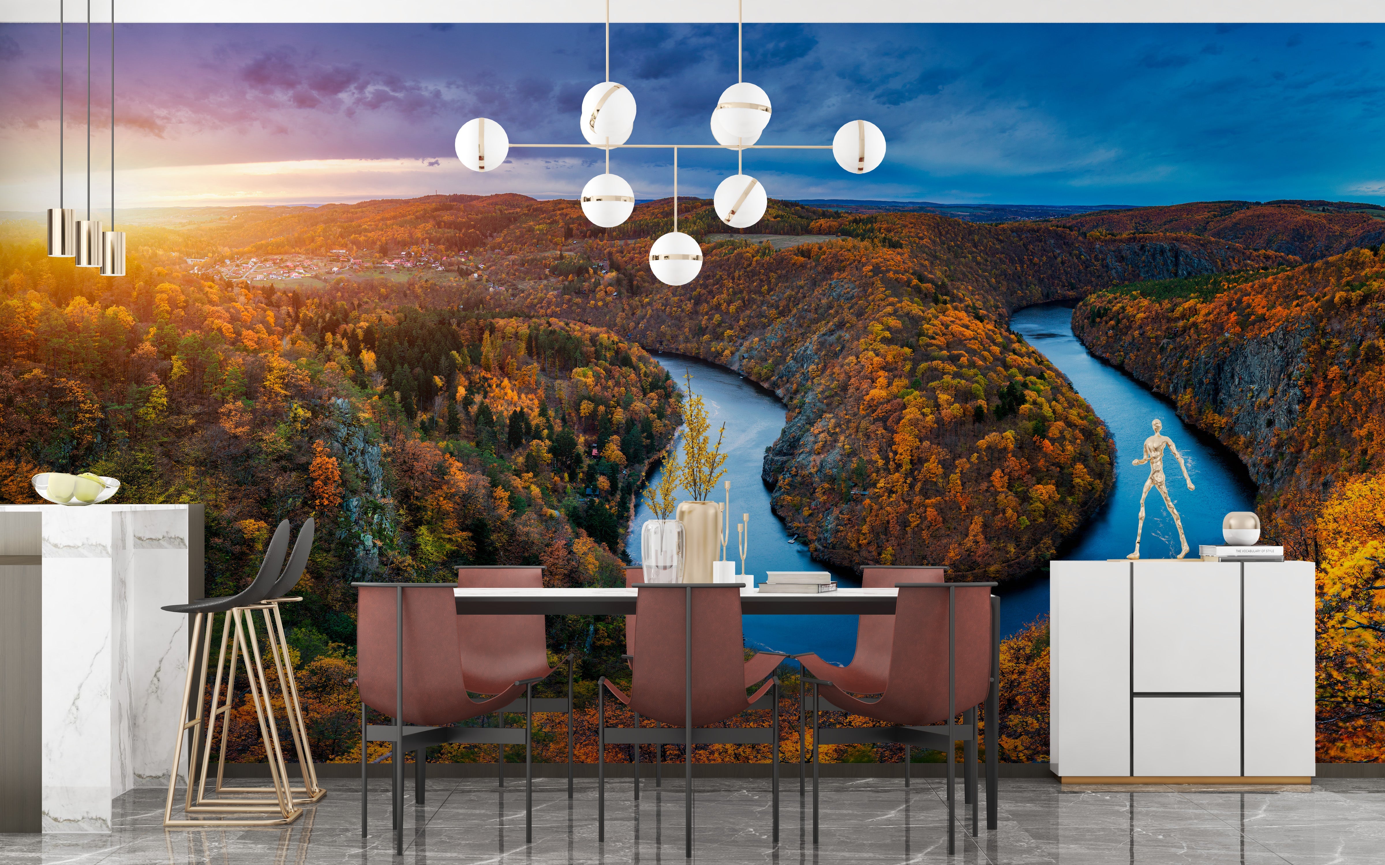 Vltava River Autumn Forest Wallpaper Mural - Giffywalls