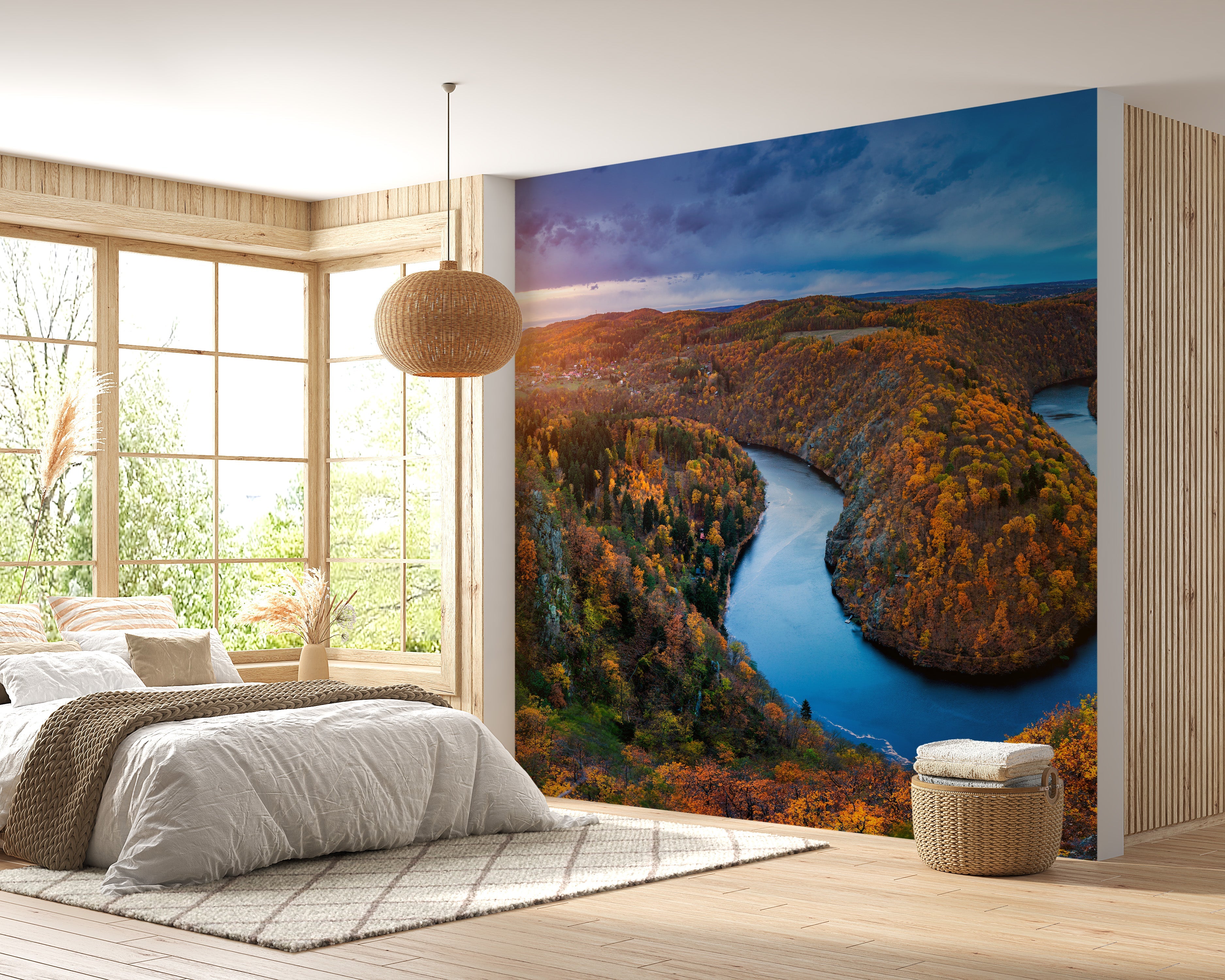 Vltava River Autumn Forest Wallpaper Mural - Giffywalls