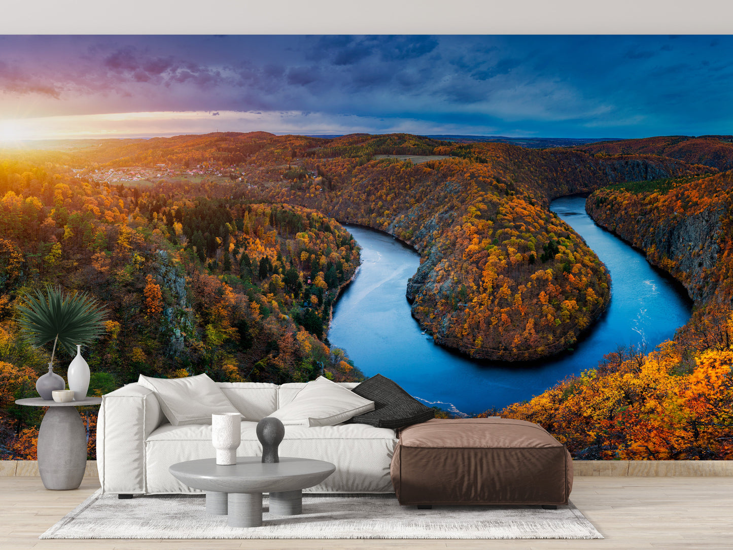 Vltava River Autumn Forest Wallpaper Mural - Giffywalls