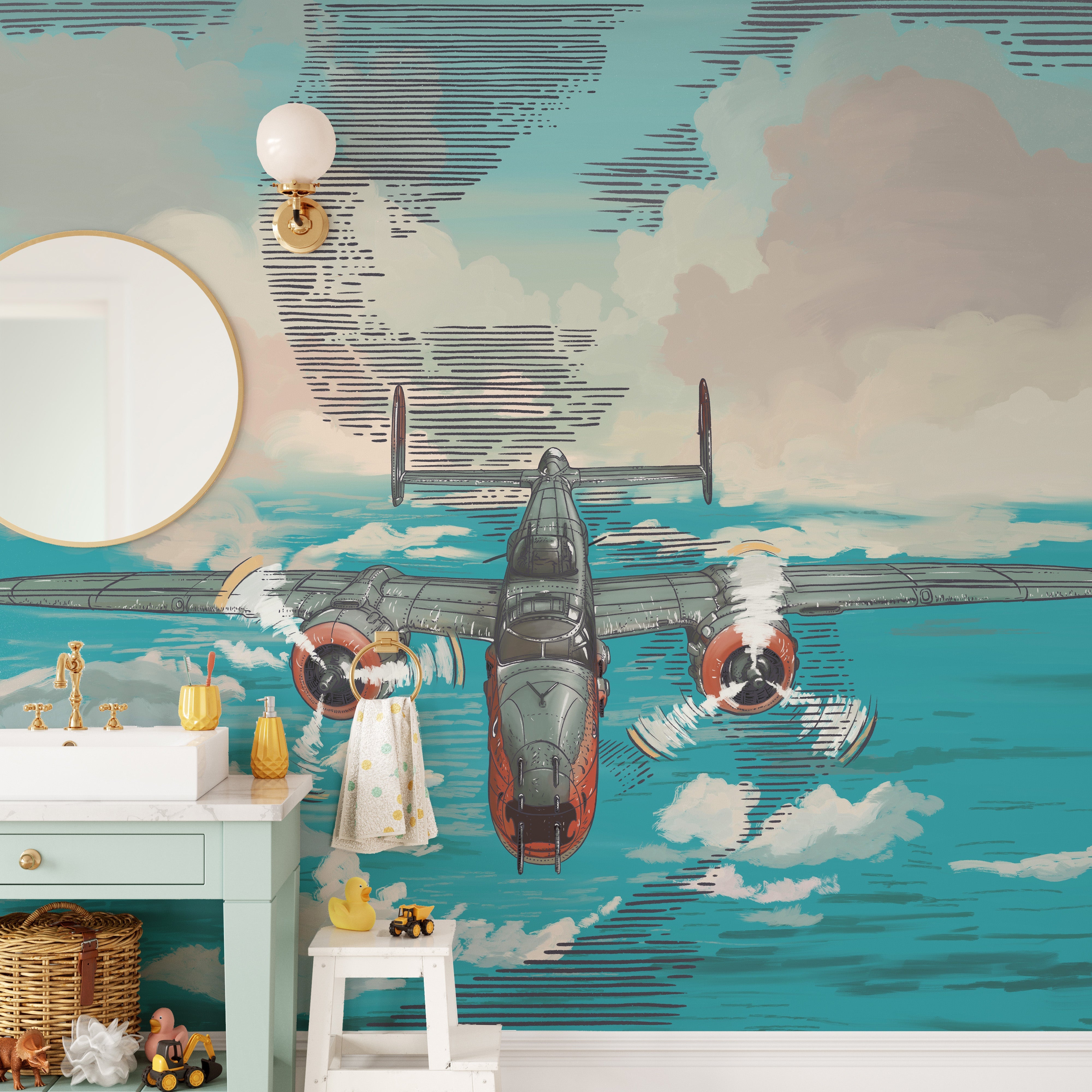 Flying Plane on Blue Ocean Wallpaper - Giffywalls