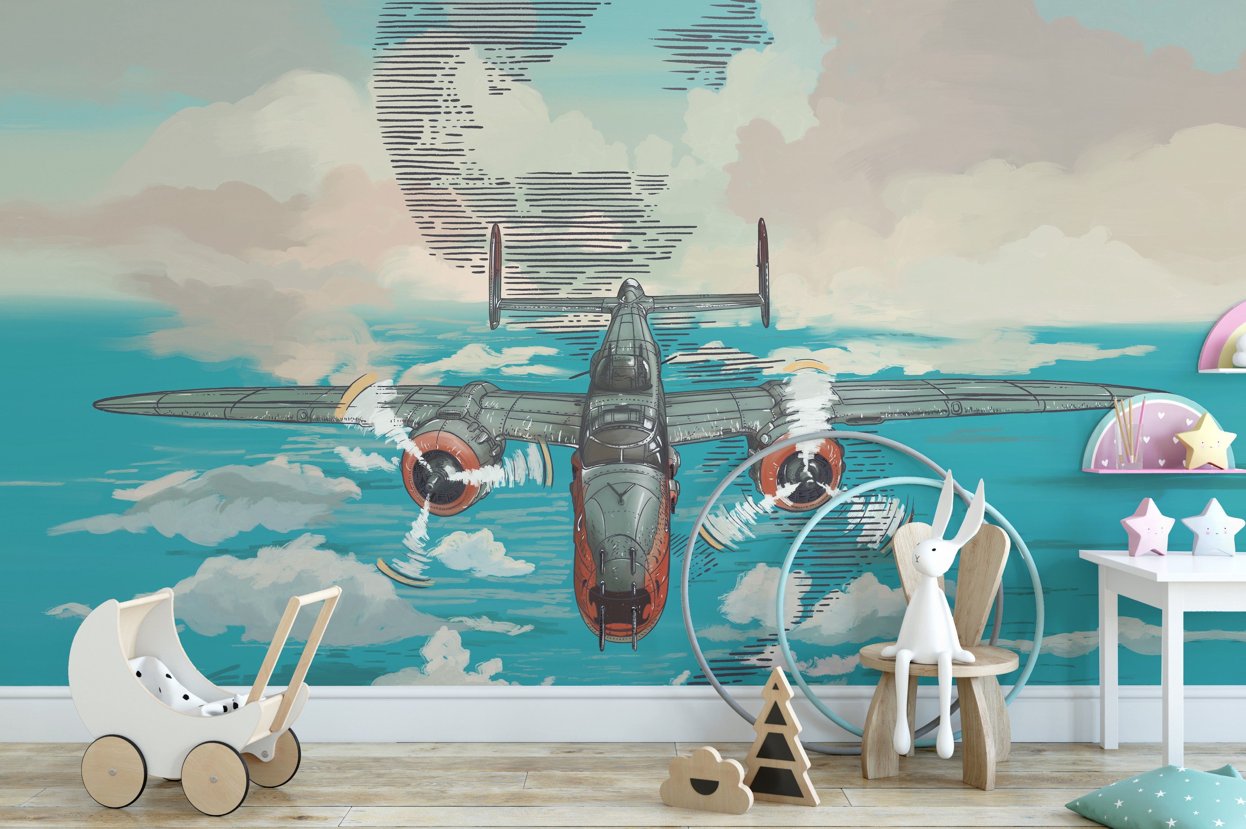 Flying Plane on Blue Ocean Wallpaper - Giffywalls