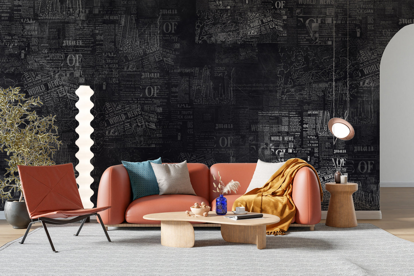 Dark Newspaper Headlines Wallpaper Mural - Giffywalls