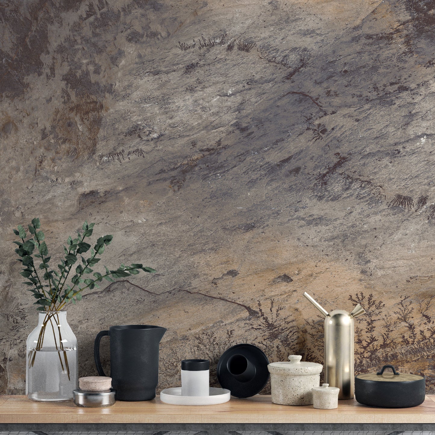 Brown Matured Stone Textured Wallpaper Mural - Giffywalls