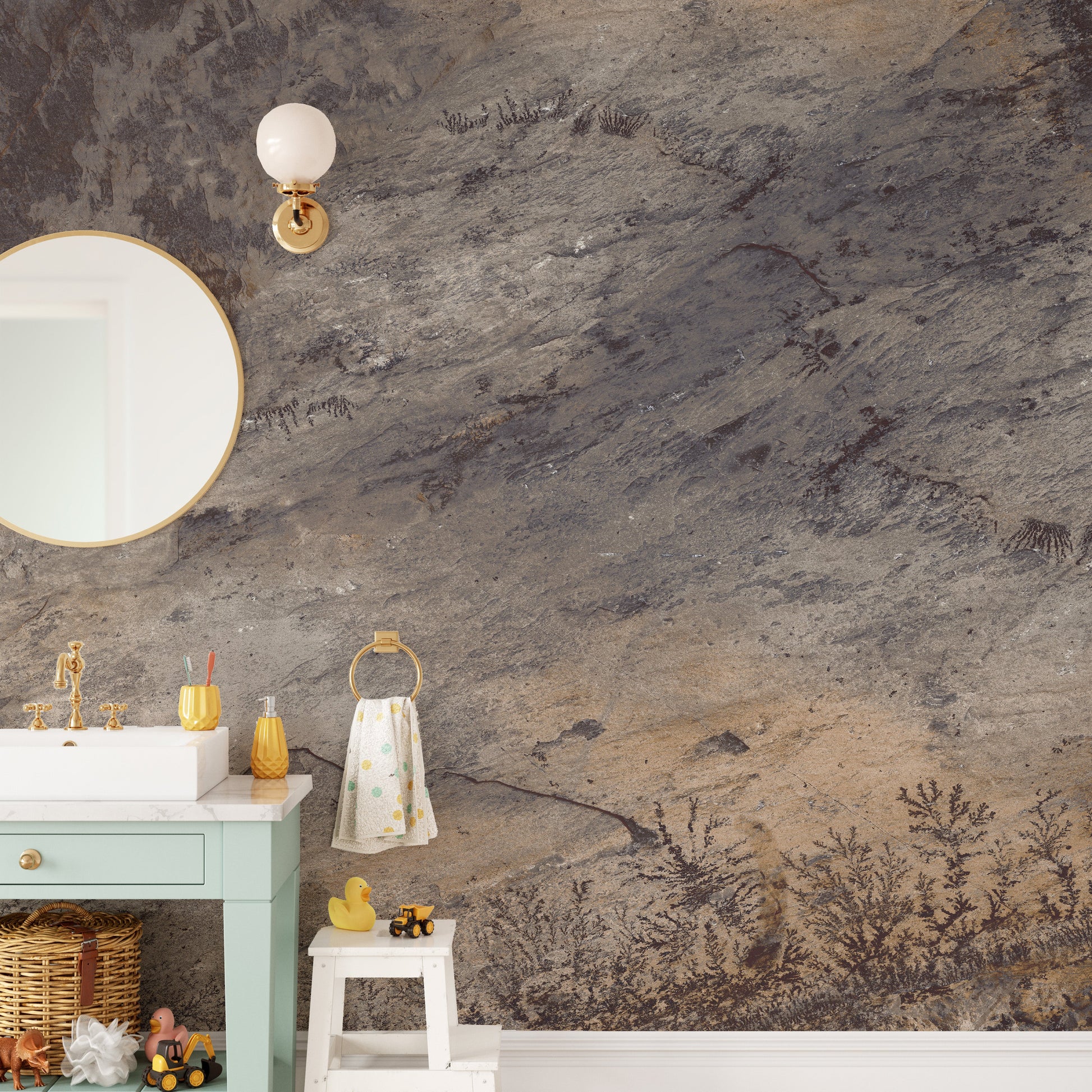 Brown Matured Stone Textured Wallpaper Mural - Giffywalls