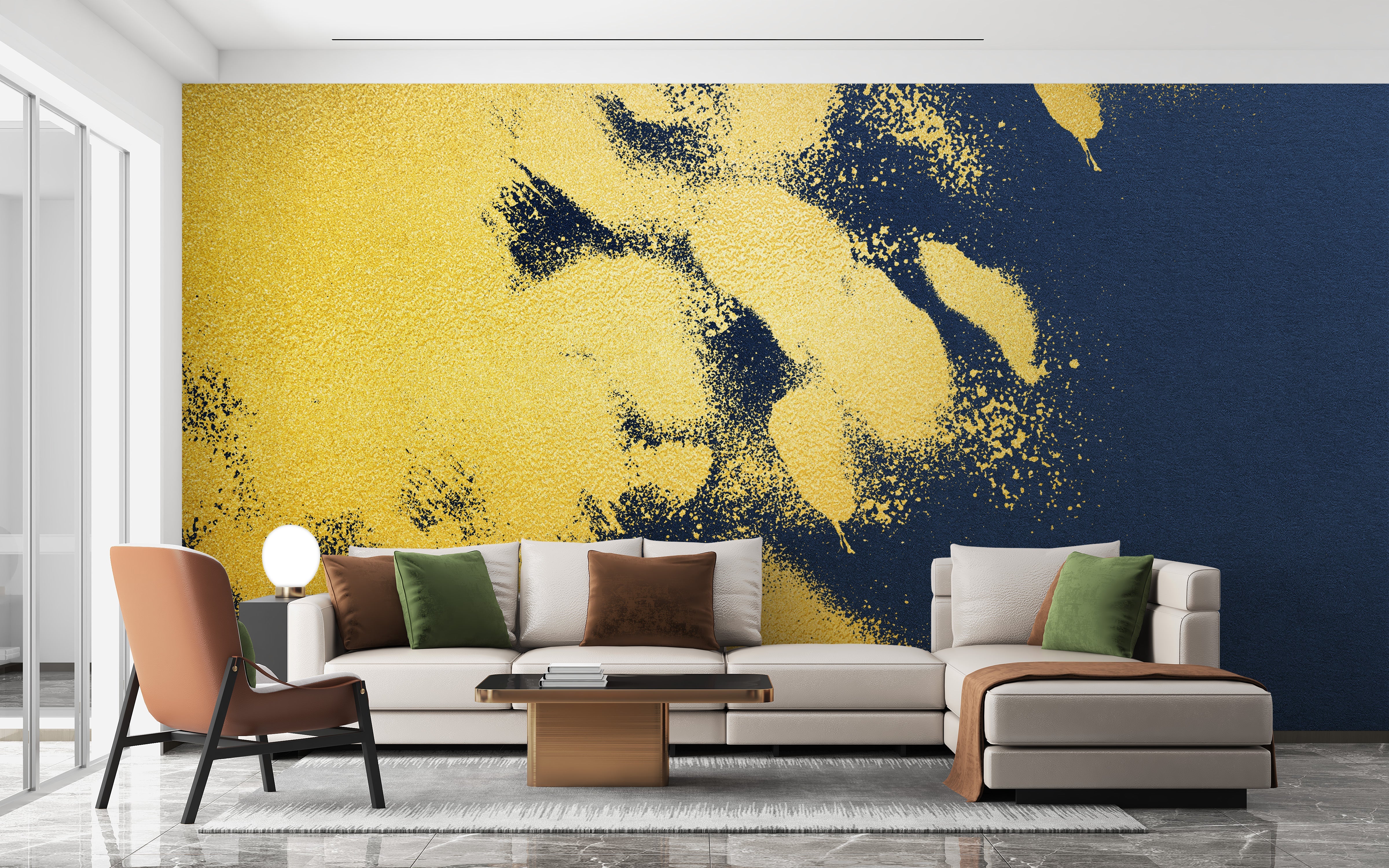 Golden Colour Brush Strokes Wallpaper Mural - Giffywalls