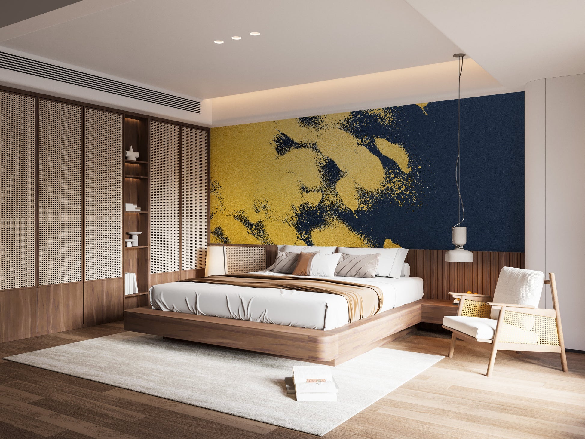 Golden Colour Brush Strokes Wallpaper Mural - Giffywalls